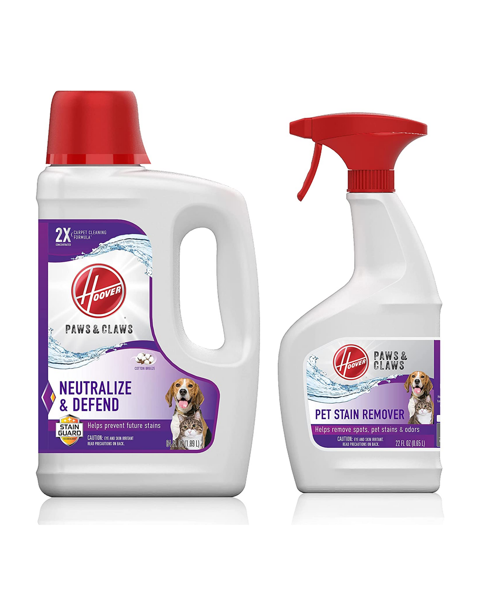 Hoover Paws & Claws Solution Bundle AH33008, Deep Cleaning Shampoo with Pet Spot and Stain Remover, White