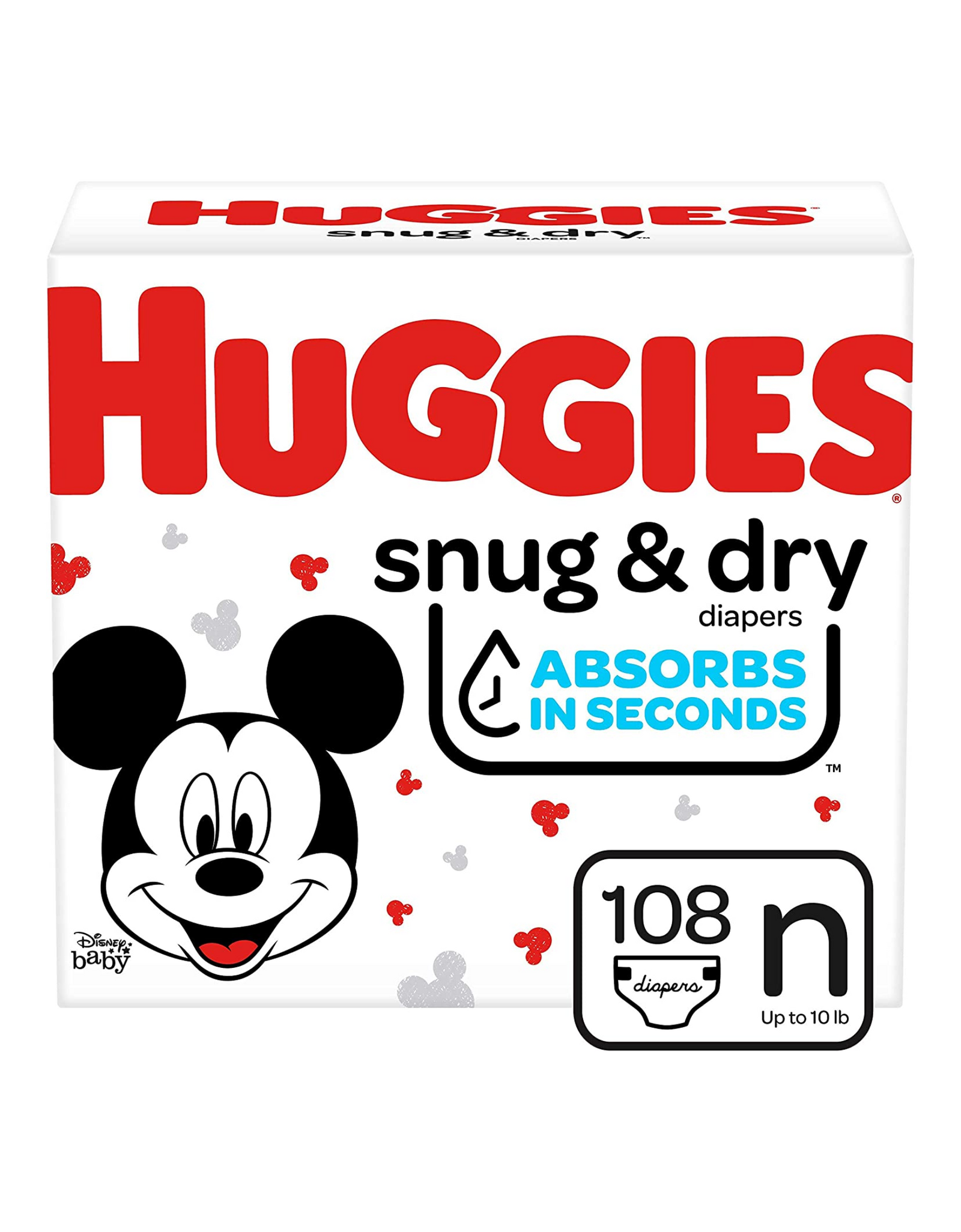 Huggies Snug & Dry Baby Diapers, Size Newborn (Up to 10 lb), 108 Count