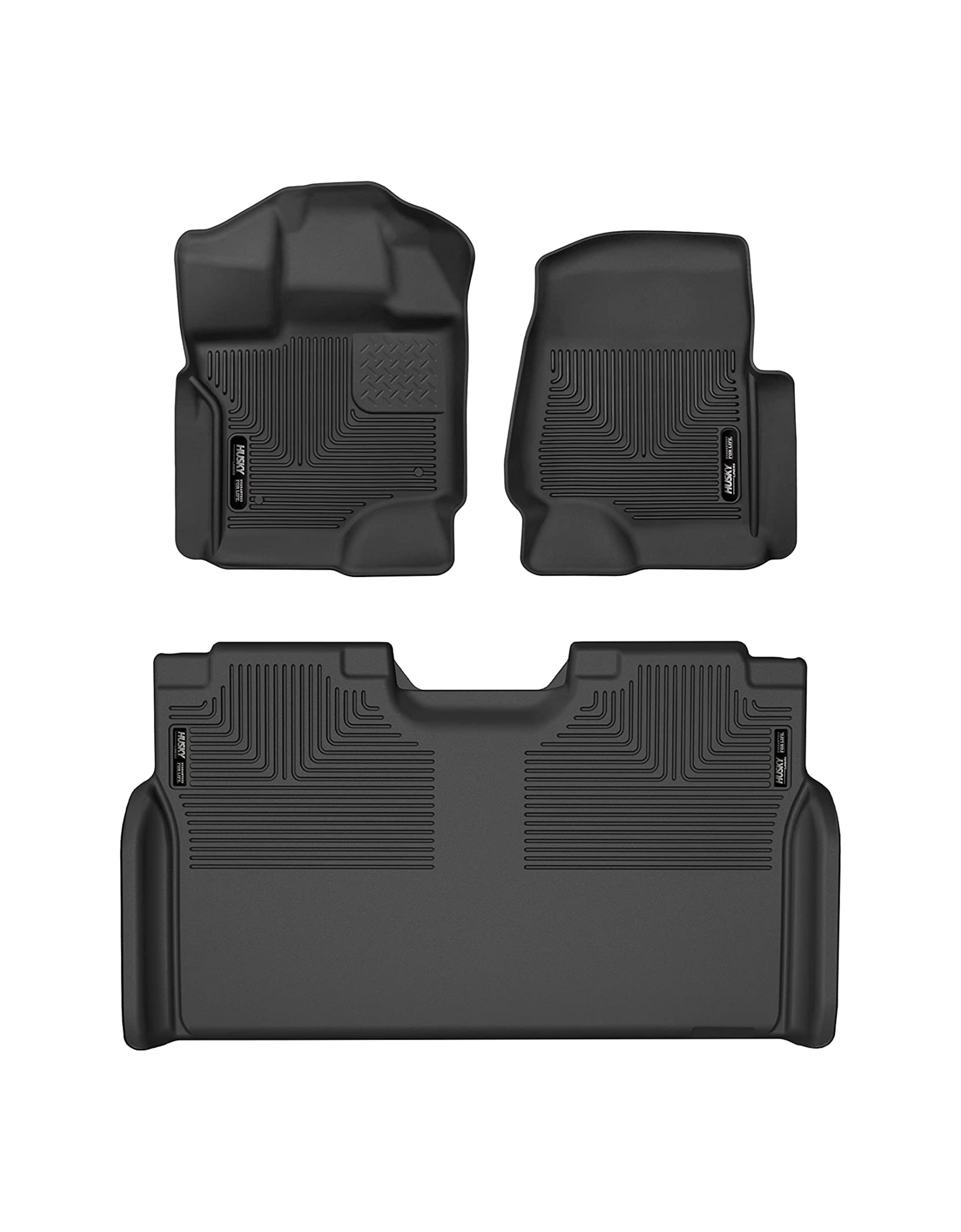 Husky Liners Weatherbeater Series, Front & 2nd Seat Floor Liners (94041) - Fits 2015-2022 Ford F-150 SuperCrew Cab without Fold Flat Storage 3 Pcs, Black
