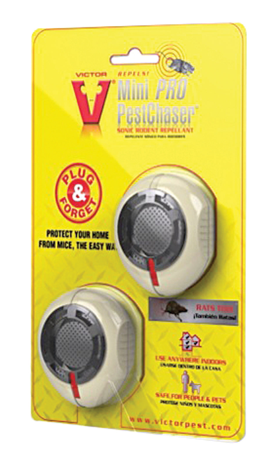Woodstream Victor Rodnt D-Victor Mini Pro Pest Chaser Sonic Rodent Repellent 2 Pack