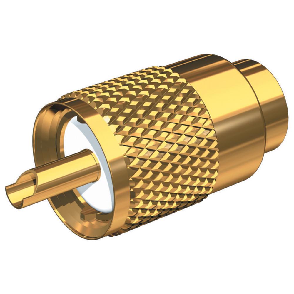 Shakespeare PL-259-58-G Gold Solder-Type Connector w-UG175 Adapter & DooDad® Cable Strain Relief f-RG-58x