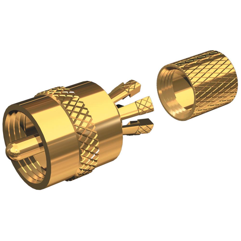 Shakespeare PL-259-CP-G - Solderless PL-259 Connector for RG-8X or RG-58-AU Coax - Gold Plated