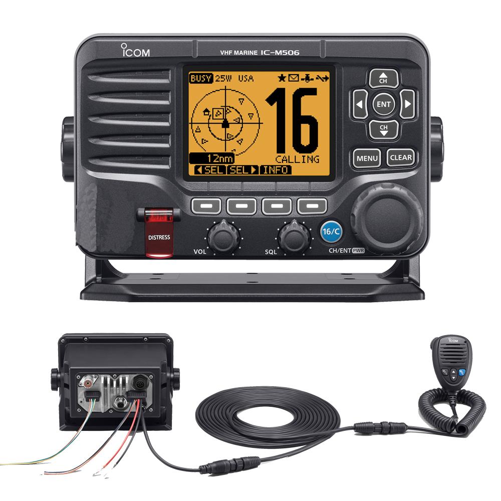 Icom M506 VHF Fixed Mount w-Rear Mic, AIS & NMEA 0183-2000® - Black