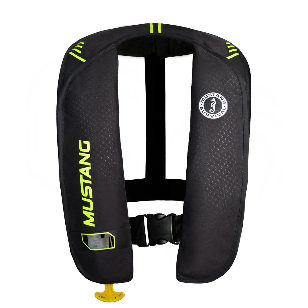 Mustang MIT 100 Inflatable Manual PFD - Black-Flourescent Yellow-Green