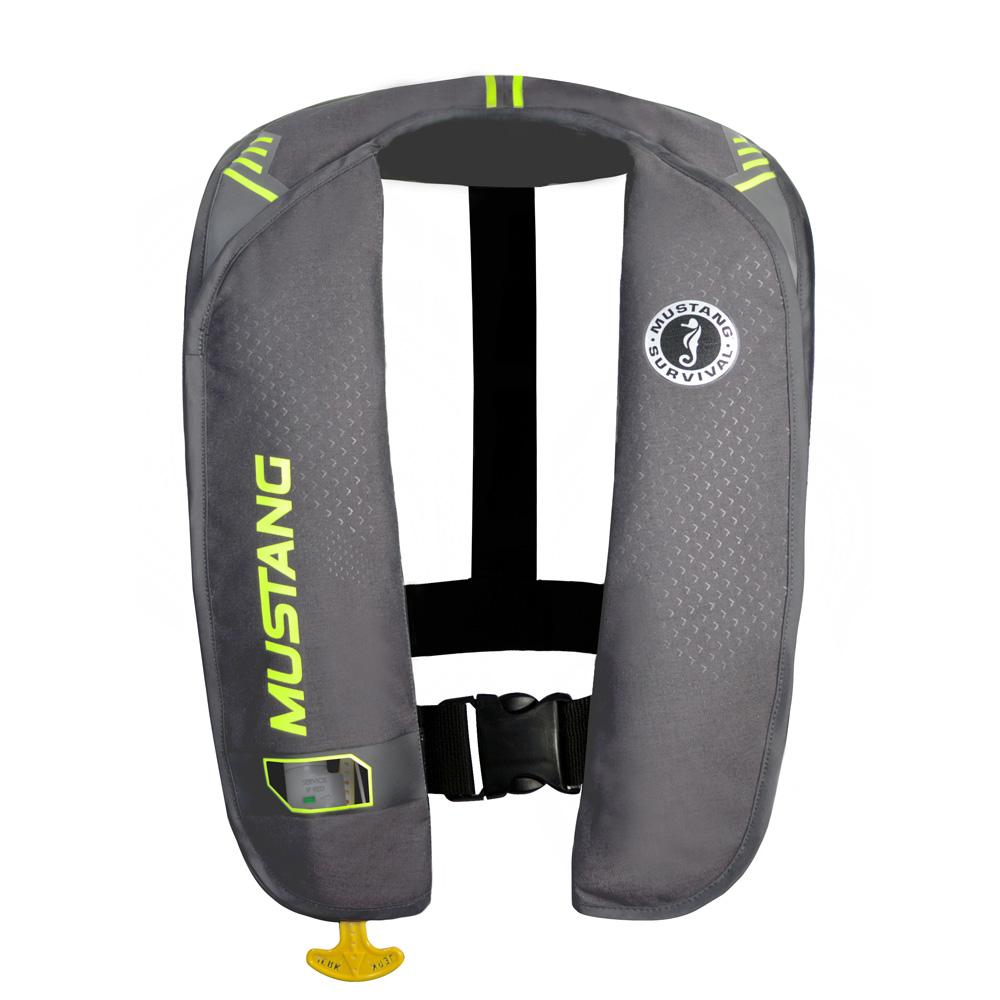 Mustang MIT 100 Inflatable Manual PFD - Gray-Flourescent Yellow-Green