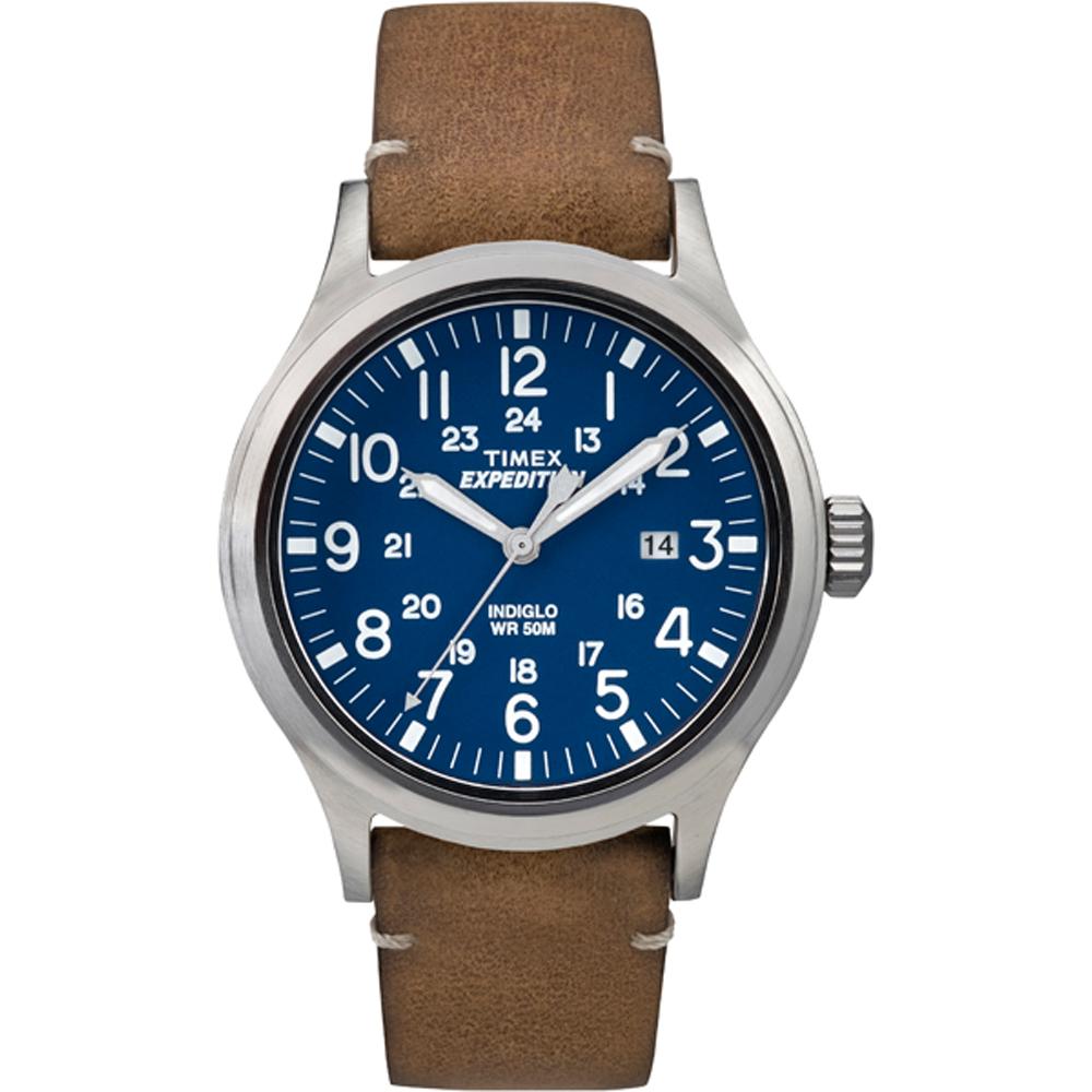 Timex Expedition Metal Scout - Tan Leather-Blue Dial