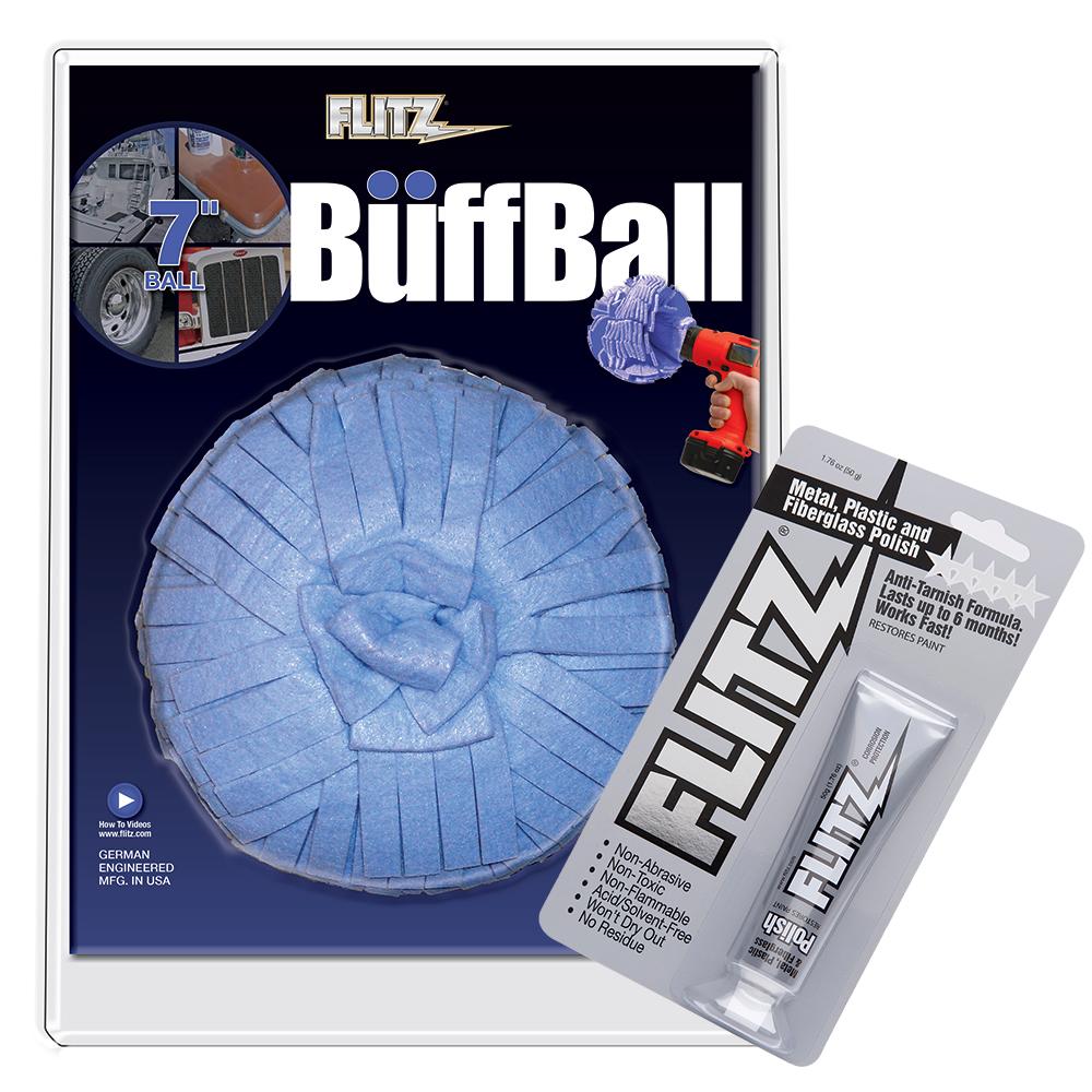 Flitz Buff Ball - Extra Large 7" - Blue w-1.76oz Tube Flitz Polish