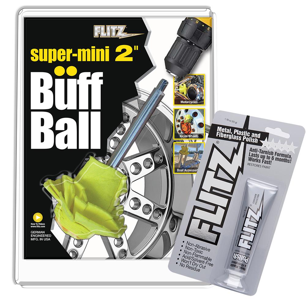 Flitz Buff Ball - Super Mini 2" - White w-1.76oz Tube Flitz Polish