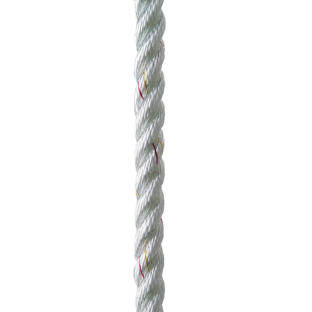 New England Ropes 1-2" X 15' Premium Nylon 3 Strand Dock Line - White w-Tracer