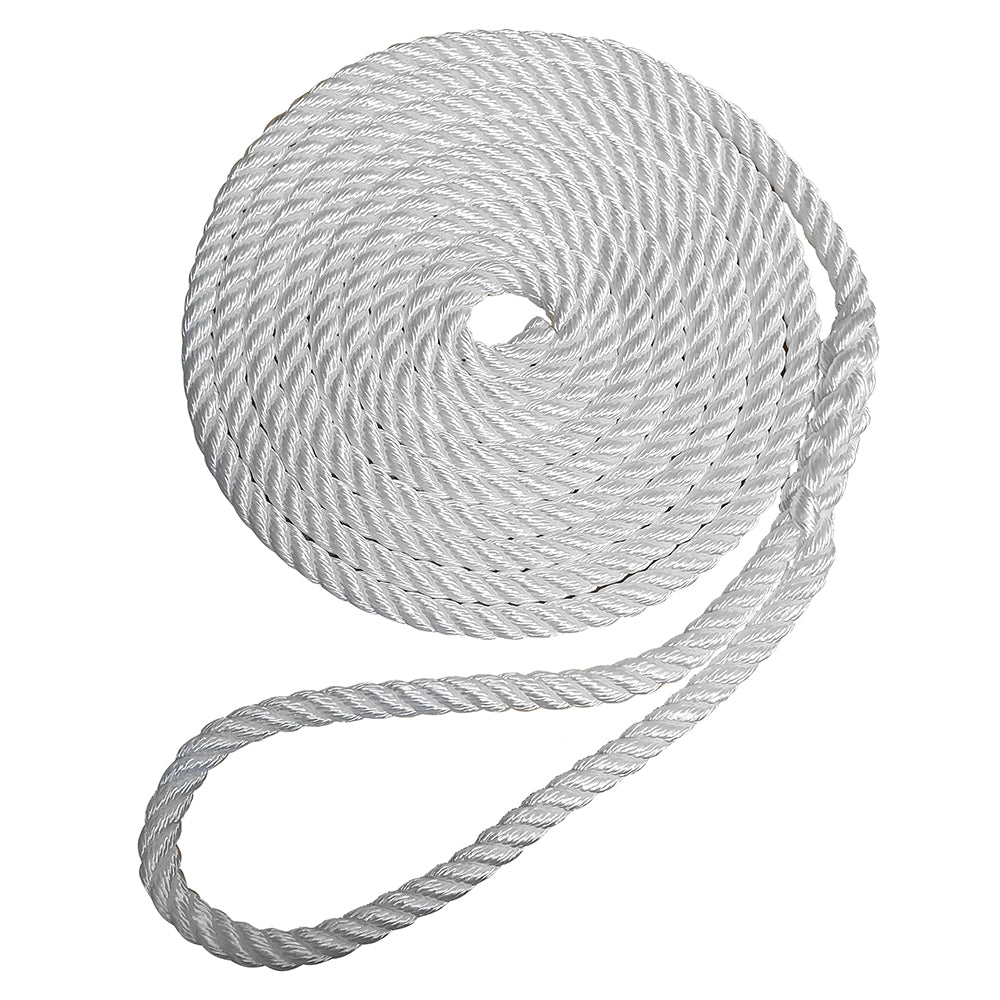 Robline Premium Nylon 3 Strand Dock Line - 1-2" x 15' - White