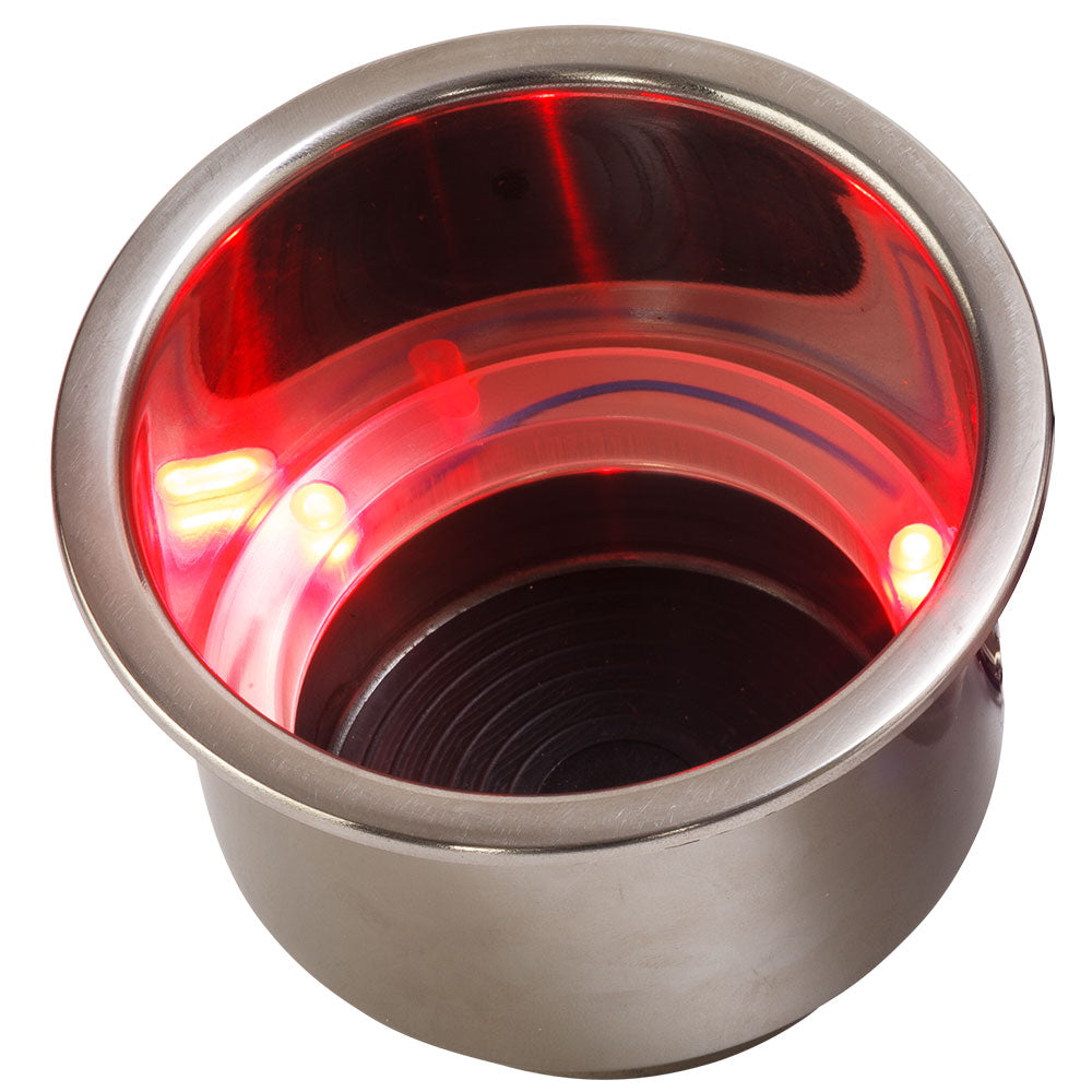 Sea-Dog LED Flush Mount Combo Drink Holder w-Drain Fitting - Red LED