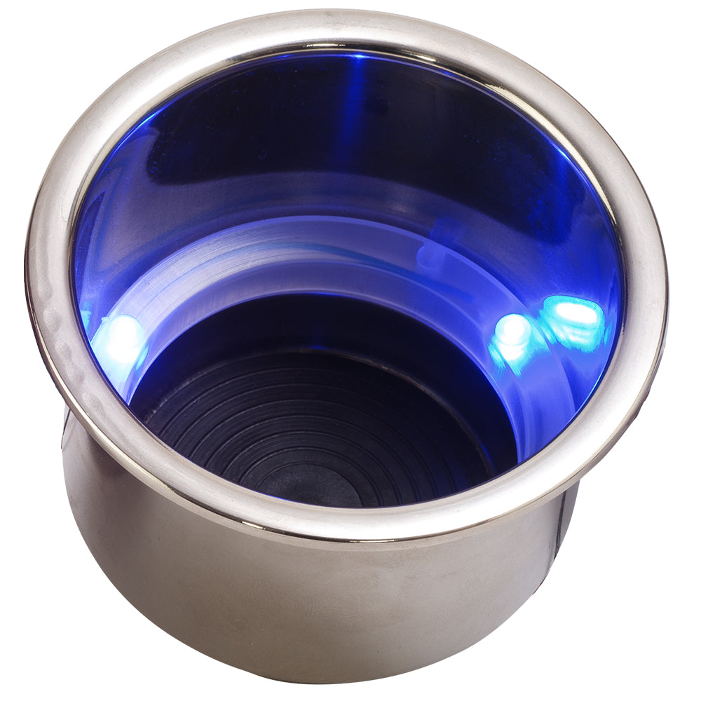 Sea-Dog LED Flush Mount Combo Drink Holder w-Drain Fitting - Blue LED