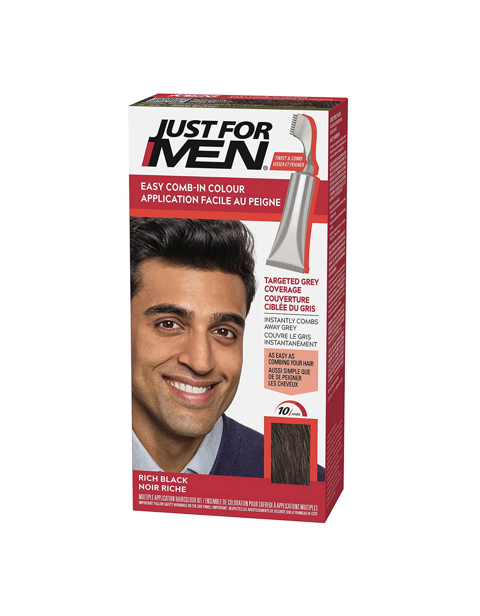 Just For Men Easy Comb-In Color Mens Hair Dye, Easy, Rich Black (Pack of 1)