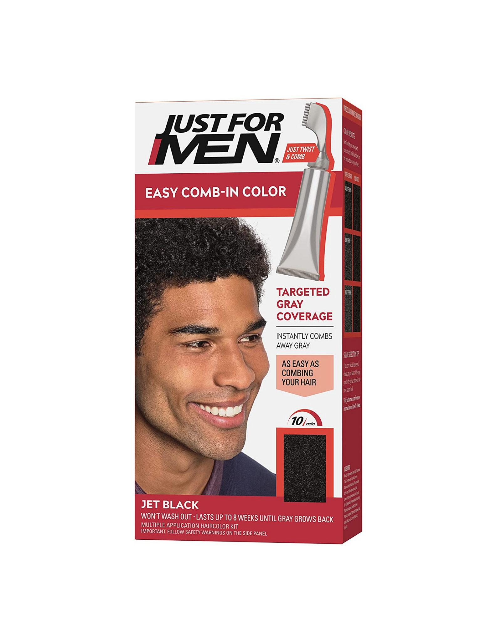 Just For Men Easy Comb-In Color Mens Hair Dye, Jet Black, 1 Ct (Pack of 1)
