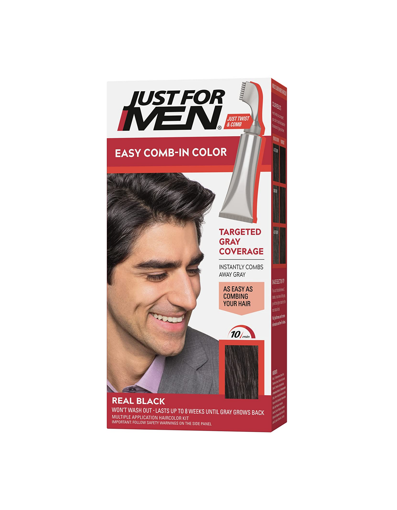 Just For Men Easy Comb-In Color Mens Hair Dye, Real Black, 1 Ct (Pack of 1)