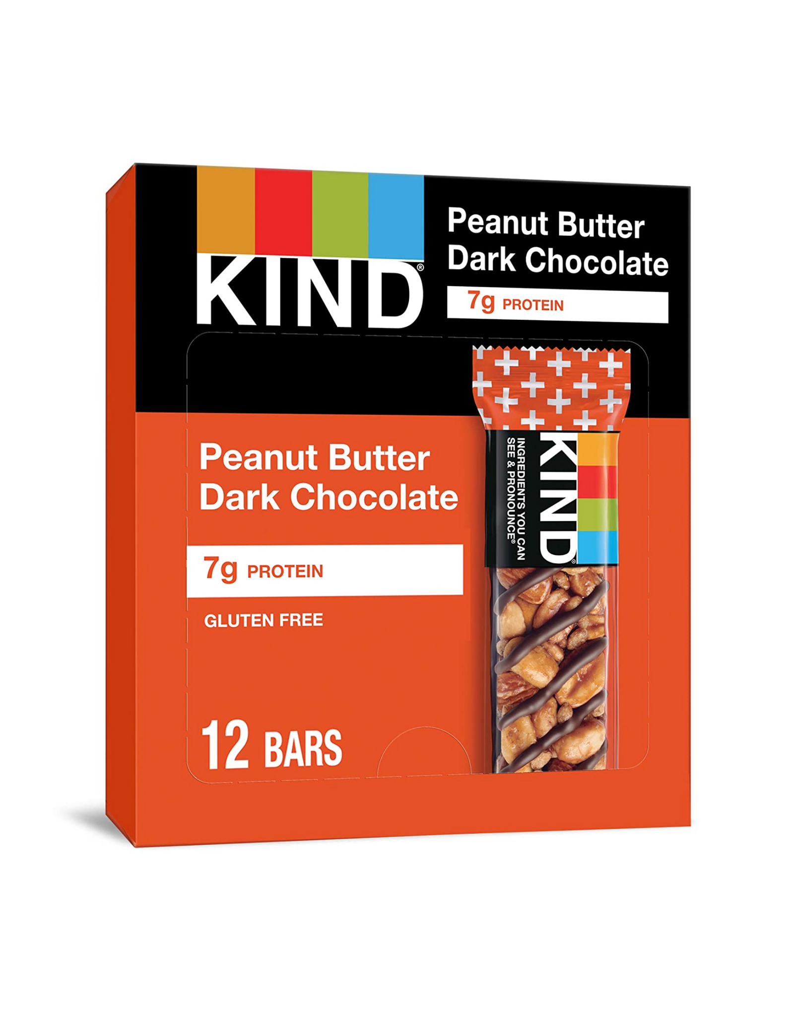 KIND Bars, Peanut Butter Dark Chocolate, Gluten Free, 7g Protein, 1.4 oz, 24 Ct in total (Pack of 2)
