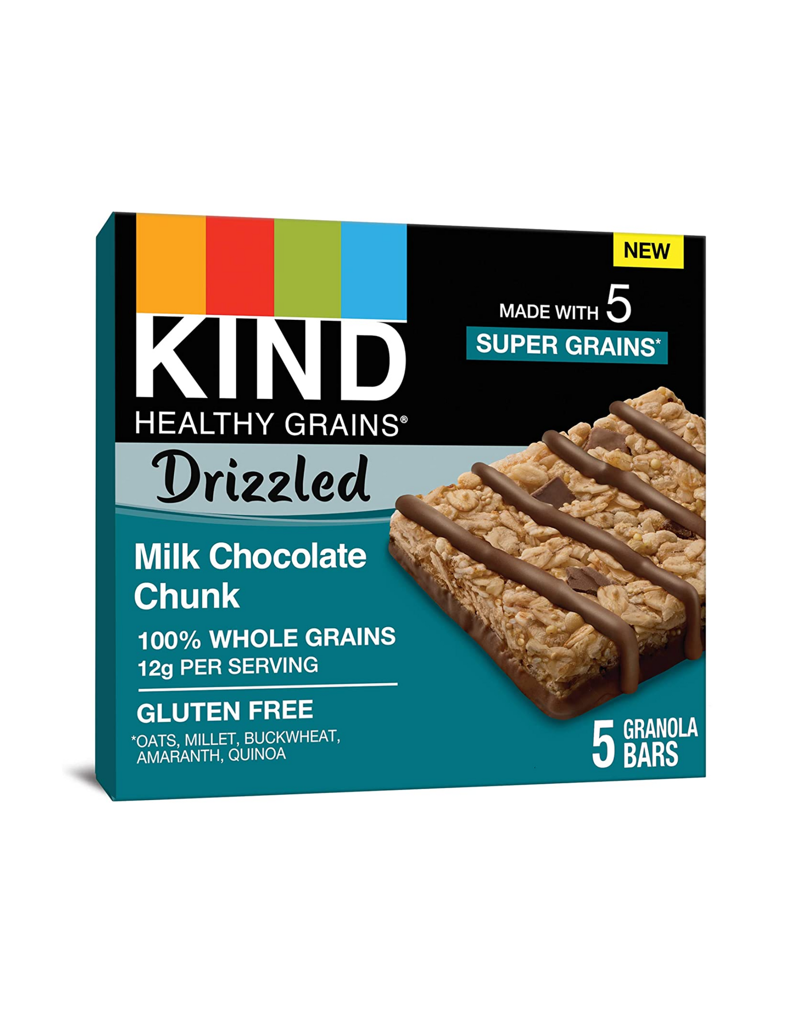 KIND Healthy Grains Bars Drizzled, Milk Chocolate Chunk, Whole Grains, Gluten Free, 1.2 oz, 40 Ct