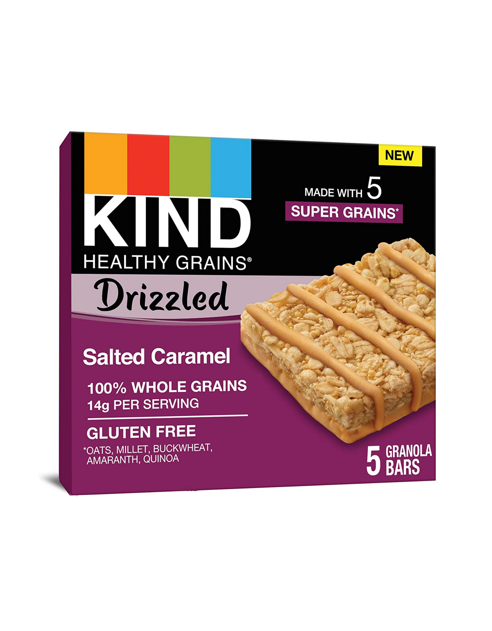 KIND Healthy Grains Bars Drizzled, Salted Caramel, Non GMO, Gluten Free, 1.2 oz 40 Ct