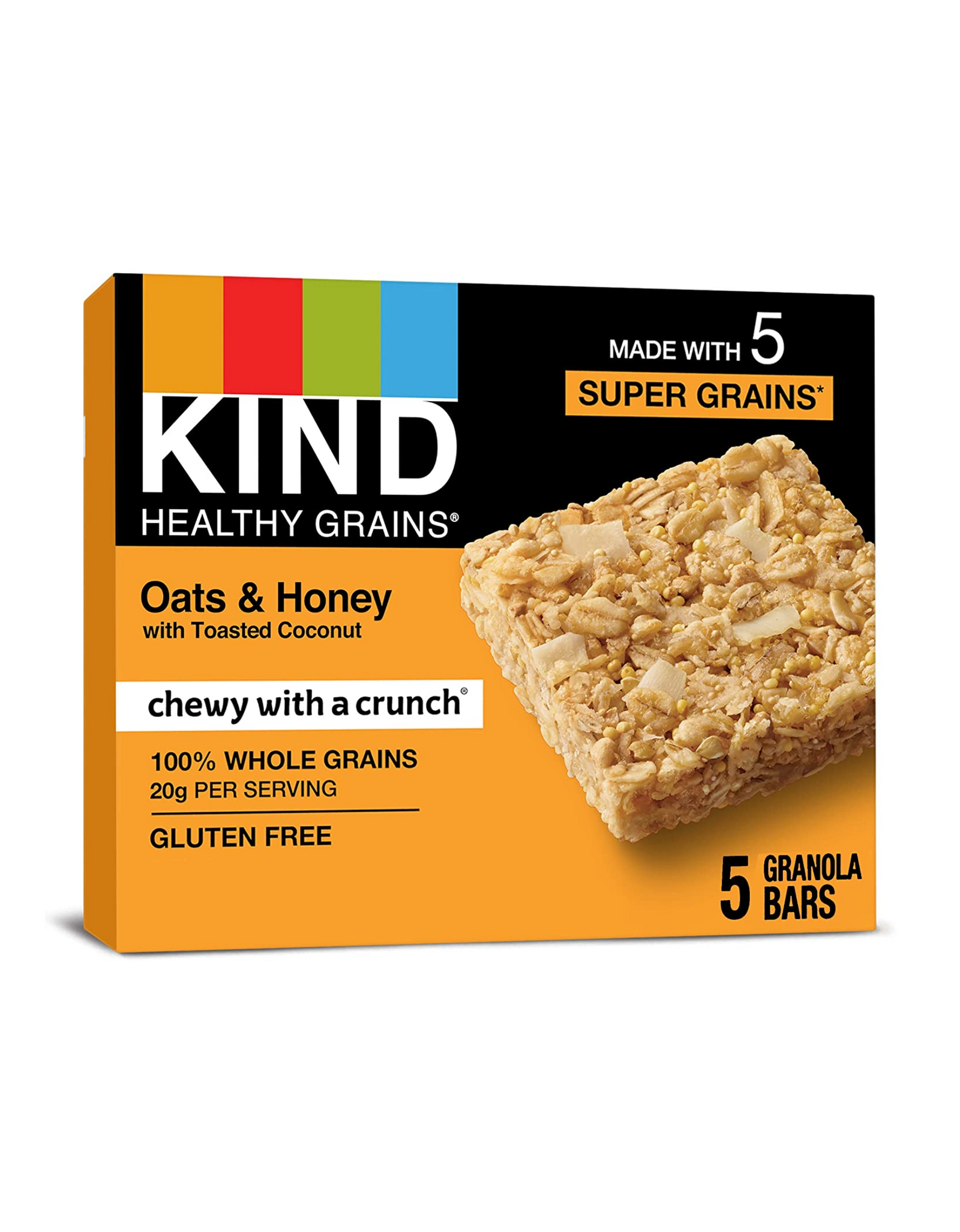 KIND Healthy Grains Bars, Oats & Honey with Toasted Coconut, Whole Grains, Gluten Free, 1.2 oz, 40 Ct