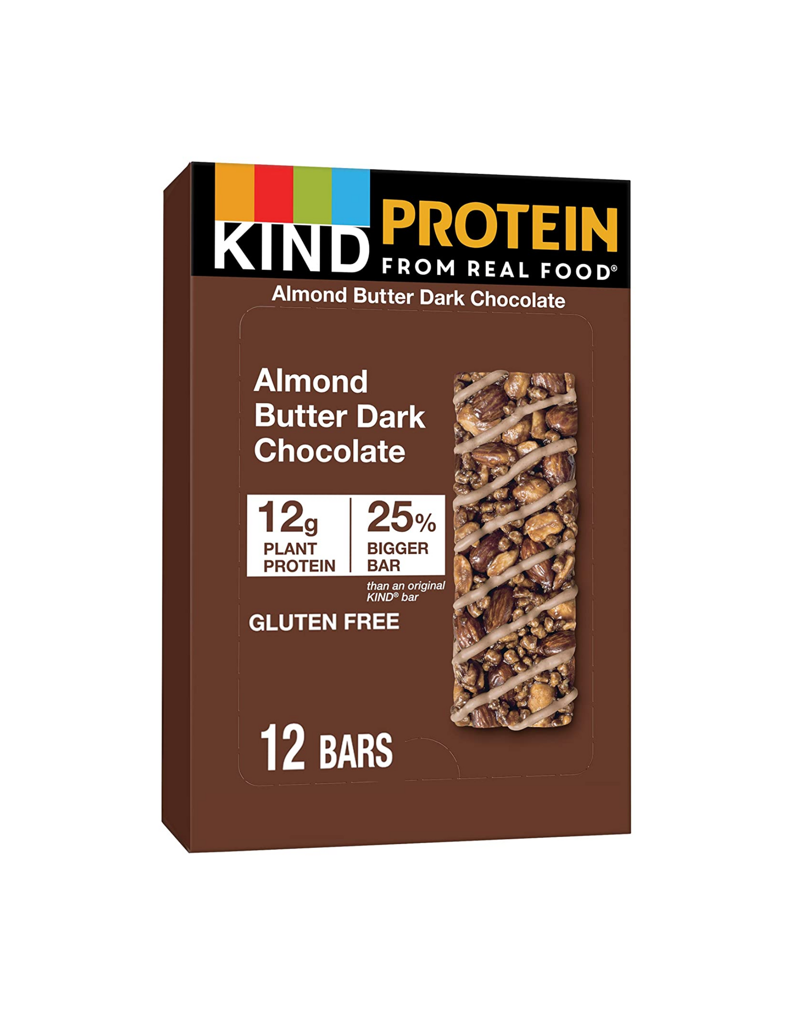 KIND Protein Bars, Almond Butter Dark Chocolate, 12g Protein, Gluten Free, 1.76 oz, 12 Ct (Pack of 1)