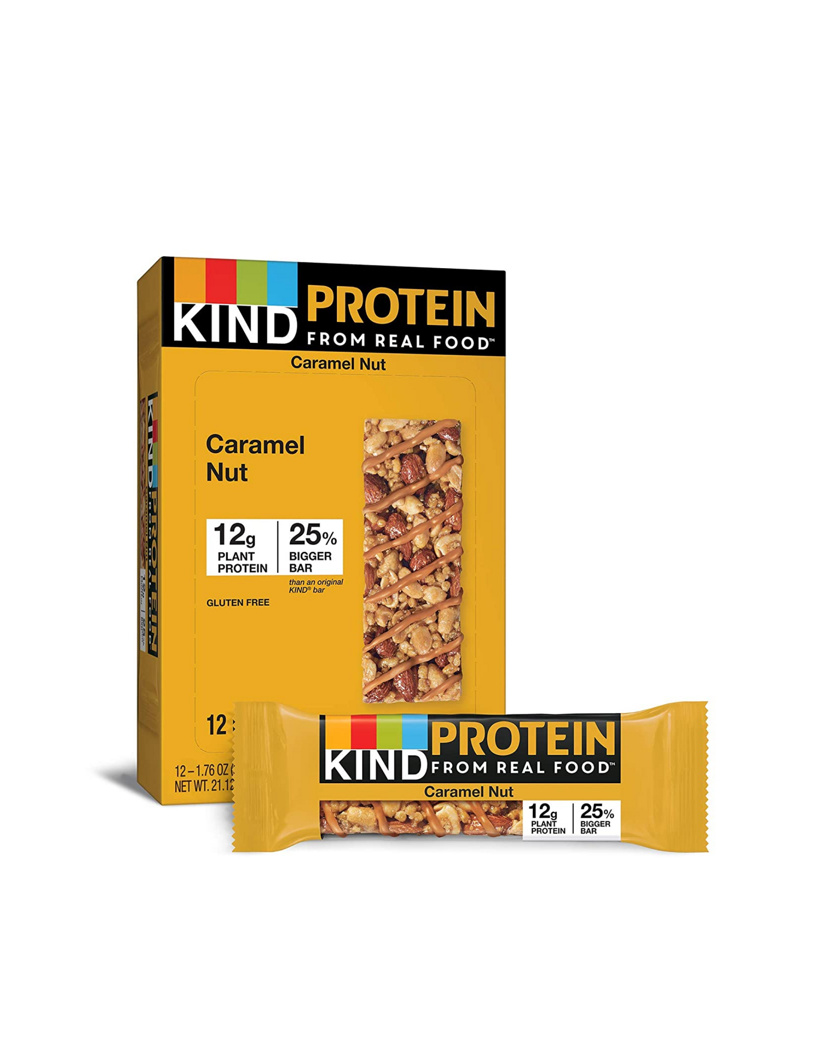 KIND Protein Bars, Caramel Nut, 12g Protein, Gluten Free, 1.76 oz, 12 Ct (Pack of 1)