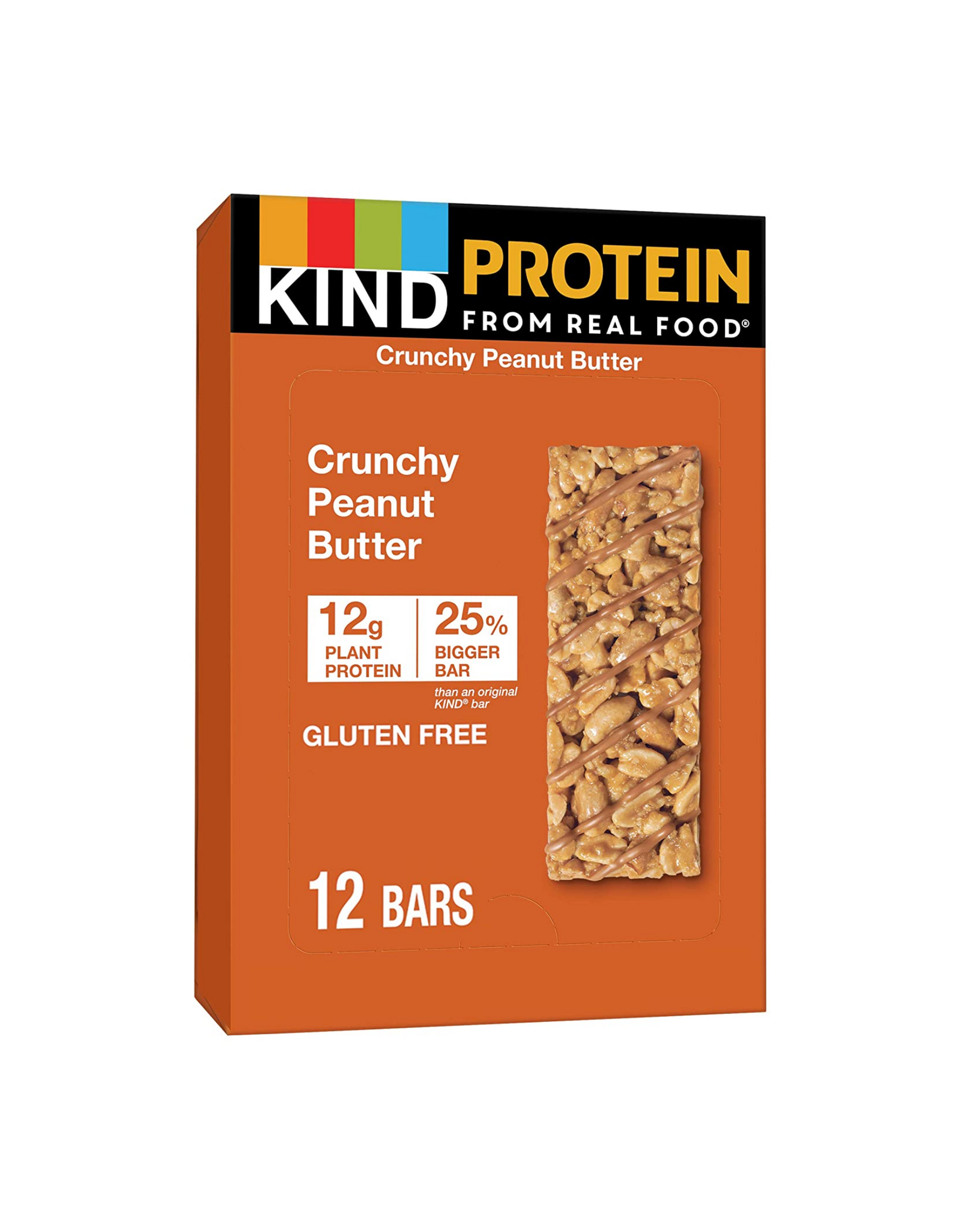 KIND Protein Bars, Crunchy Peanut Butter, 12g Protein, Gluten Free, 1.76 oz, 12 Ct (Pack of 1)