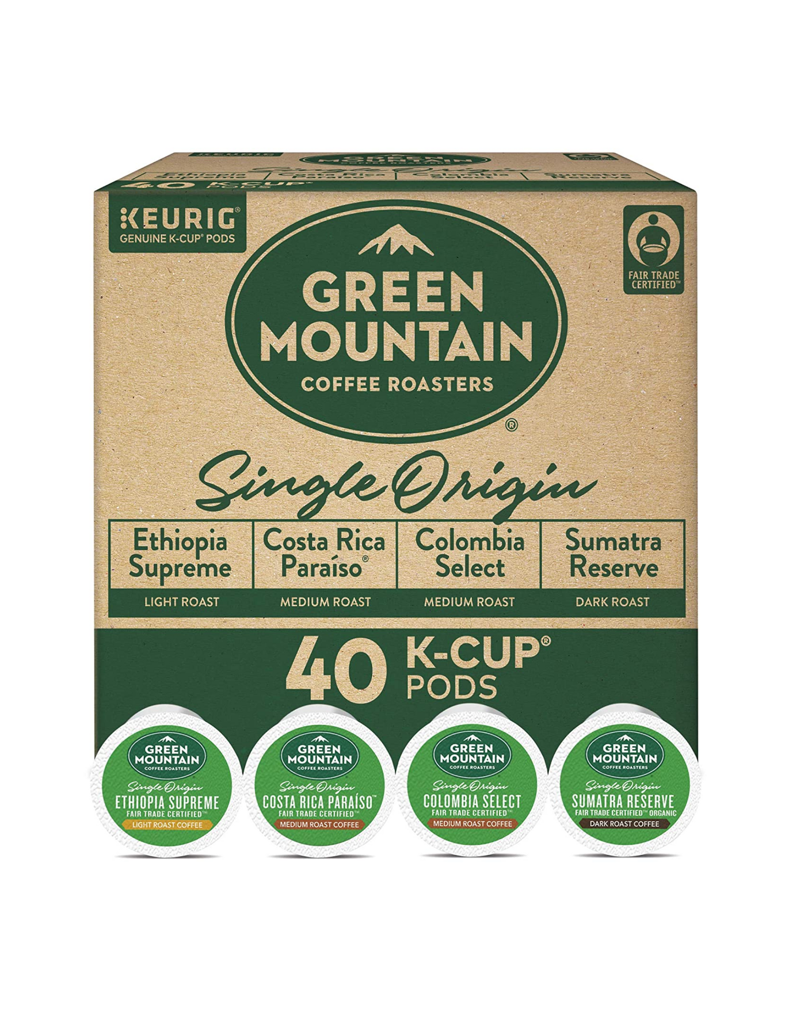 Keurig Green Mountain Coffee Roasters Single Origin Collection Variety Pack, 40 Ct