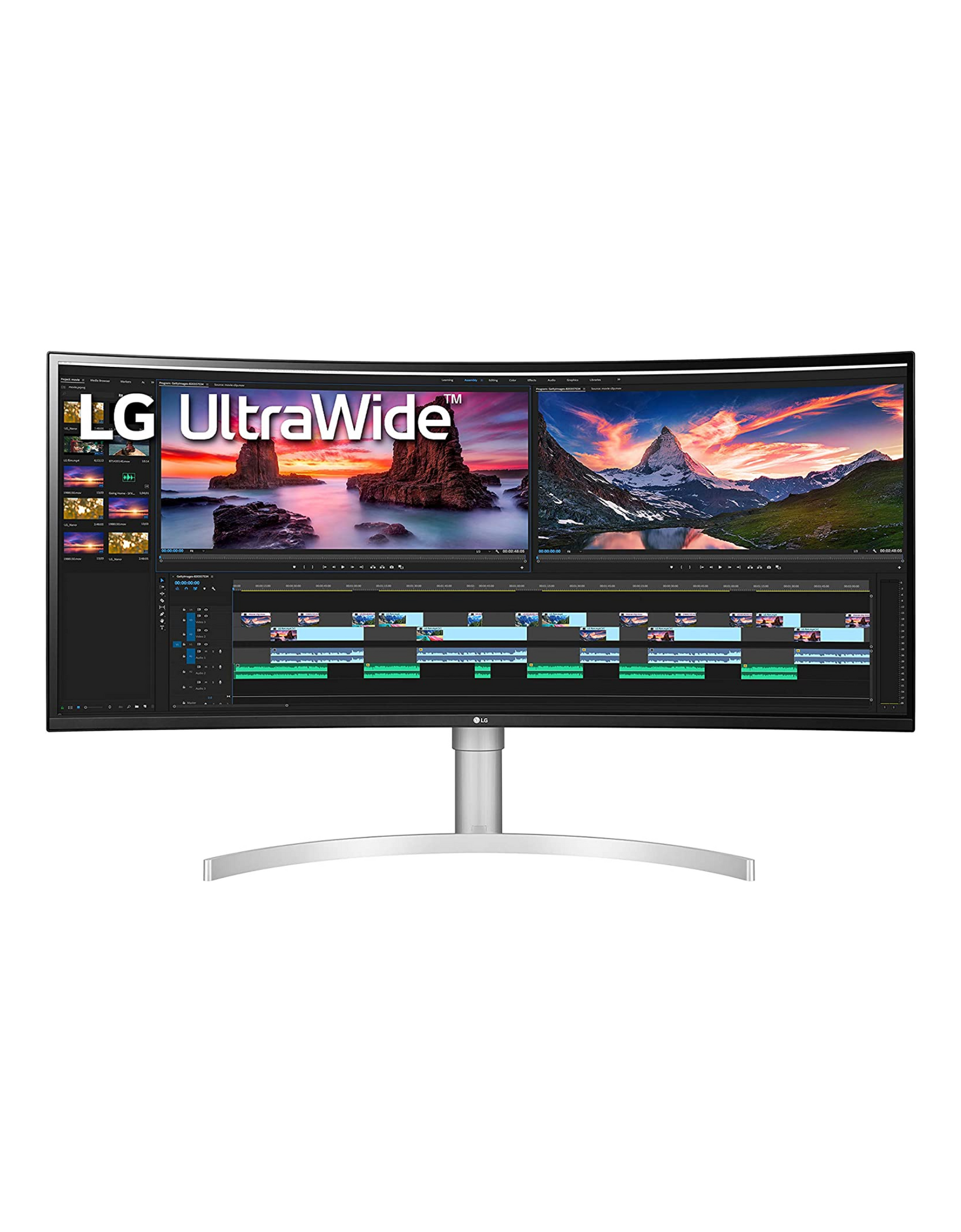 LG 38WN95C-W Monitor 38 Inch 21:9 Curved UltraWide QHD+ (3840 x 1600) Nanio IPS Display with Thunderbolt 3 and G-SYNC Compatibility