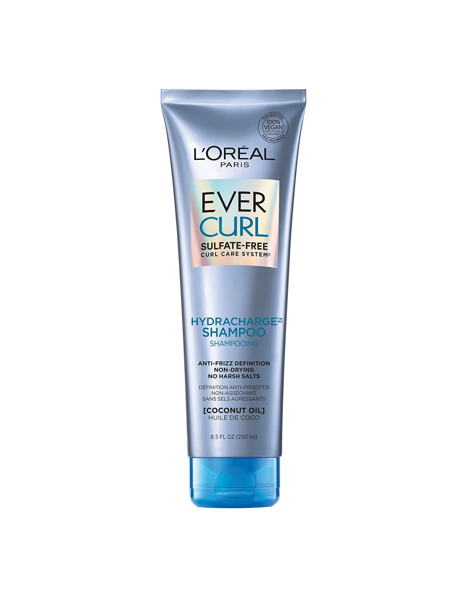 L'Oreal Paris EverCurl Sulfate Free Curl Care System Shampoo, with Coconut Oil, 8.5 fl oz (Pack of 1)