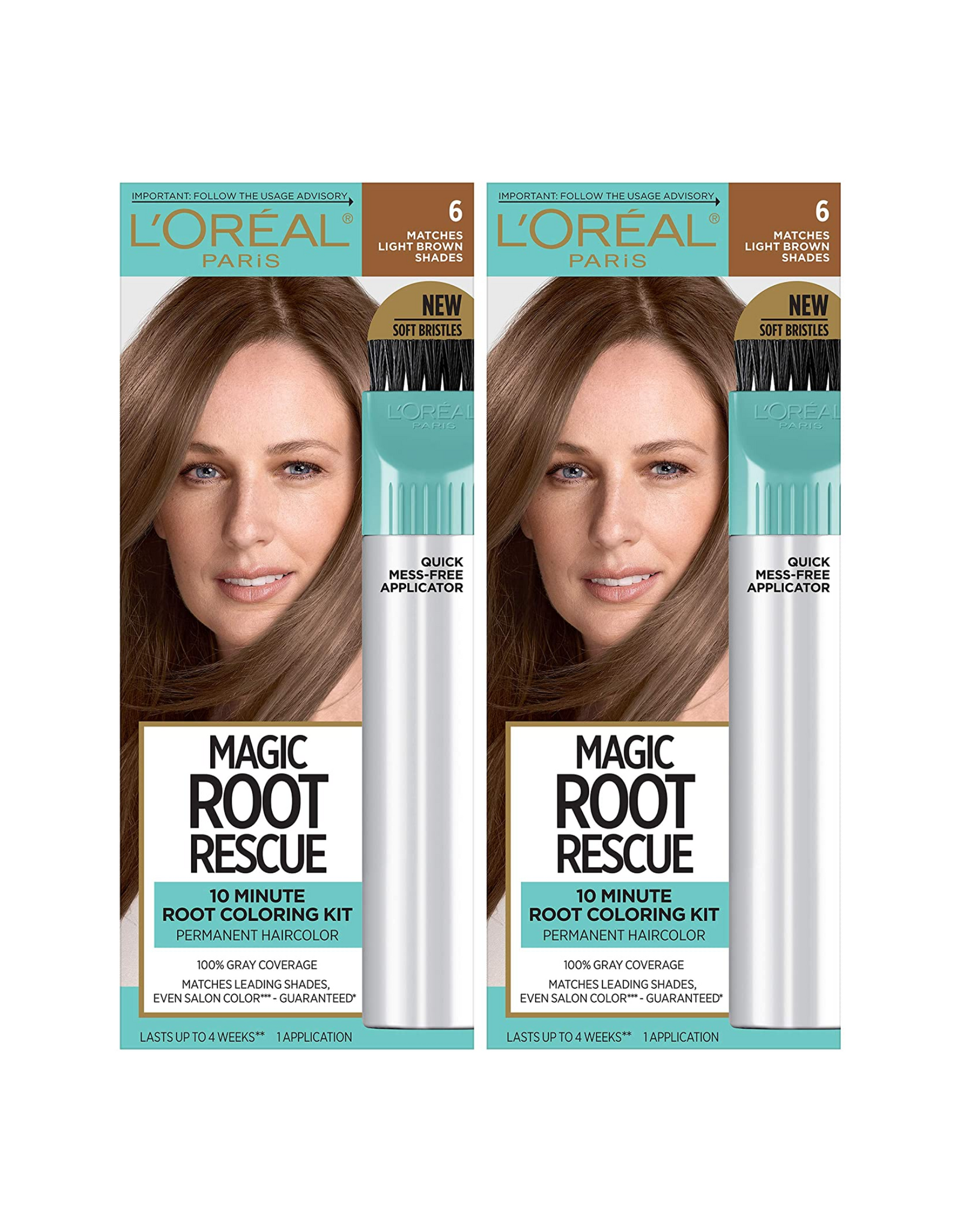 L'Oreal Paris Magic Root Rescue 10 Minute Root Coloring Kit for Hair, 6 Matches Light Brown Shades, 2 Ct (Pack of 1)