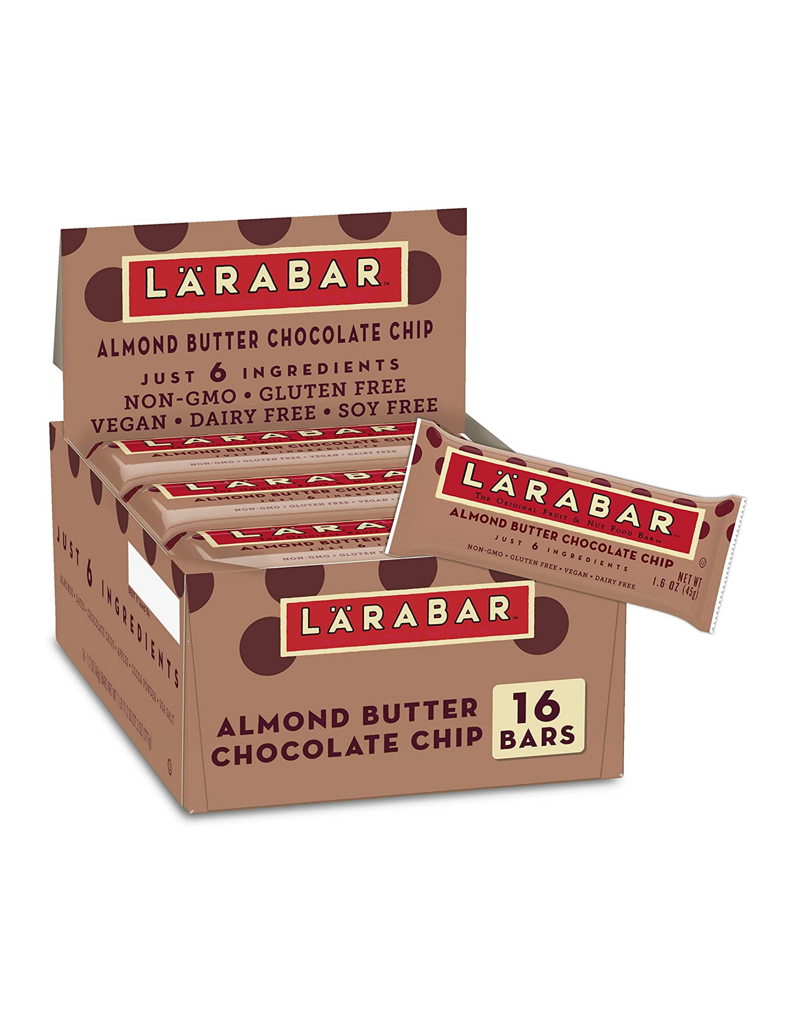 Larabar Almond Butter Chocolate Chip, Original Real Fruit and Nut Bar, 1.7 oz, 16 Count