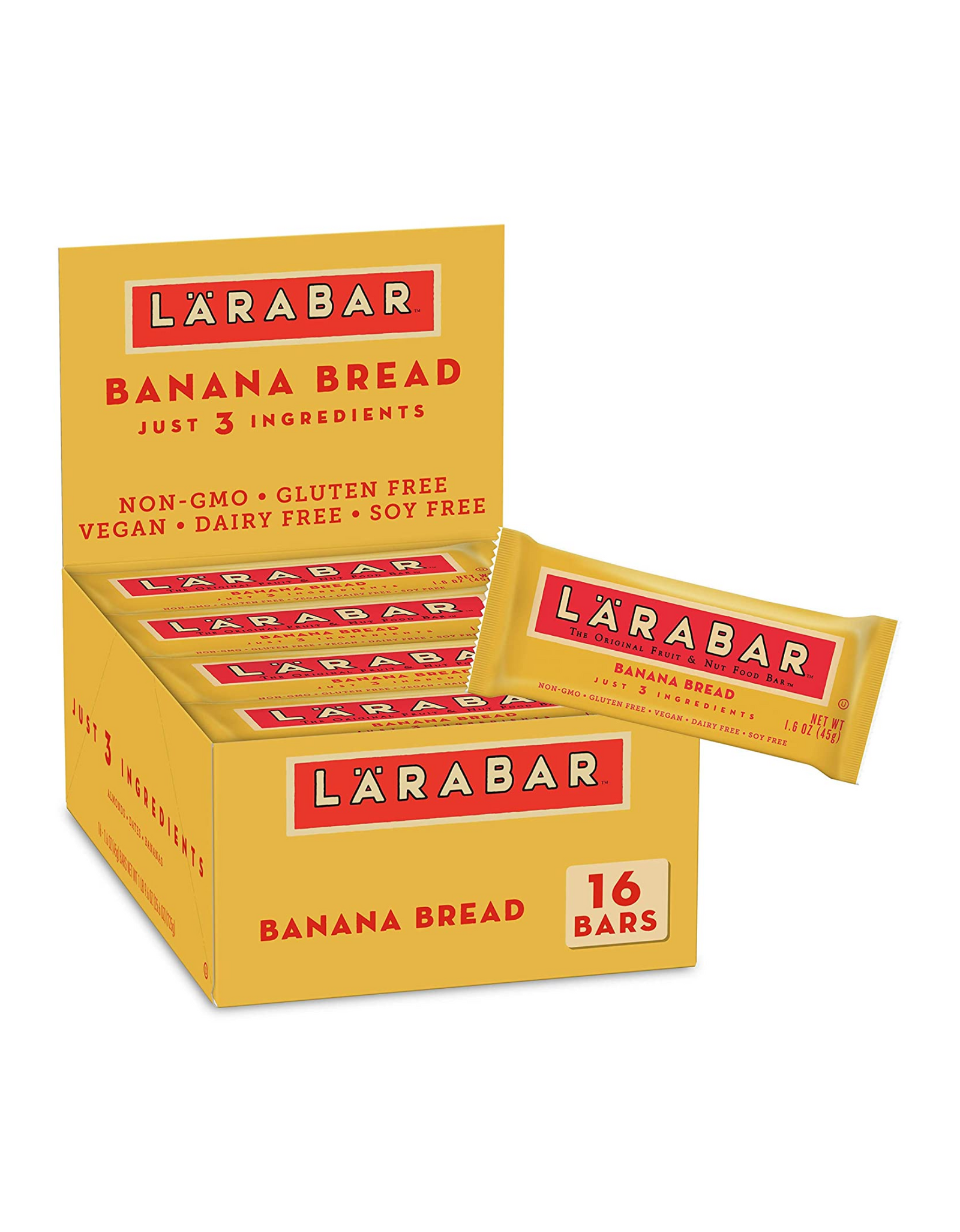 Larabar Banana Bread, Original Real Fruit and Nut Bar, 1.7 oz, 16 Count