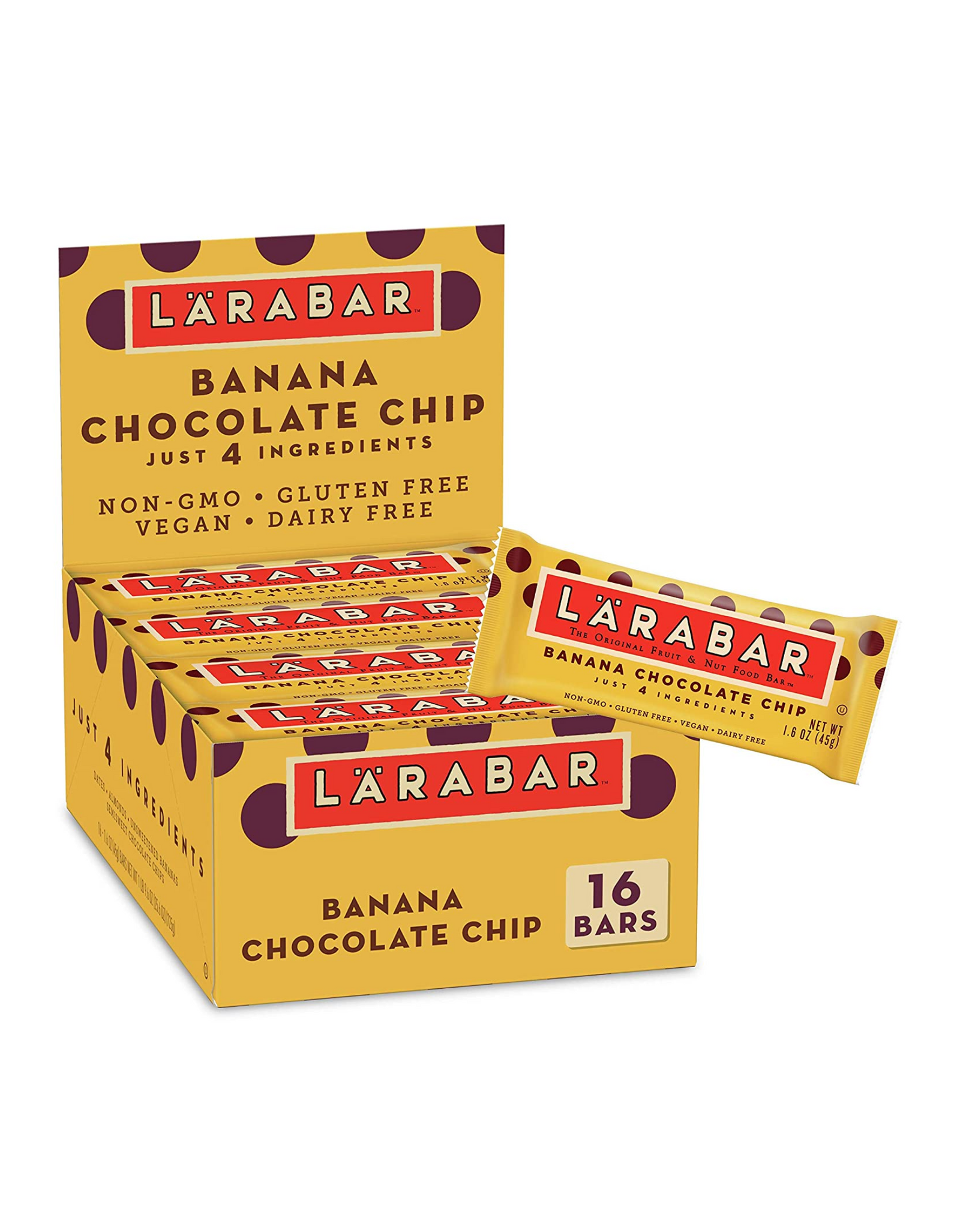 Larabar Banana Chocolate Chip, Original Real Fruit and Nut Bar, 1.7 oz, 16 Count