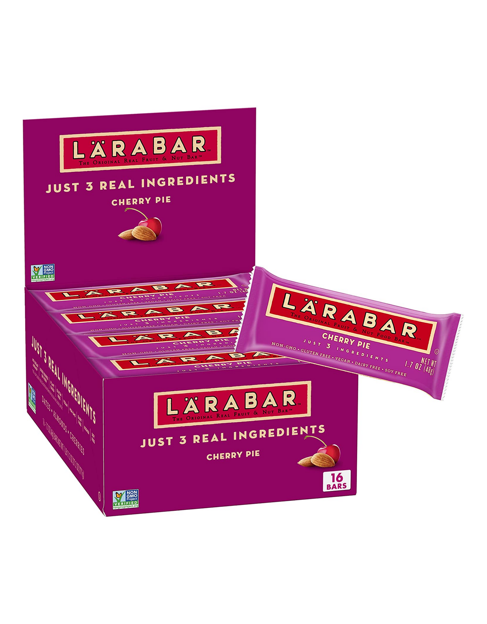 Larabar Cherry Pie, Gluten Free, Original Real Fruit and Nut Bar, 1.7 oz, 16 Count