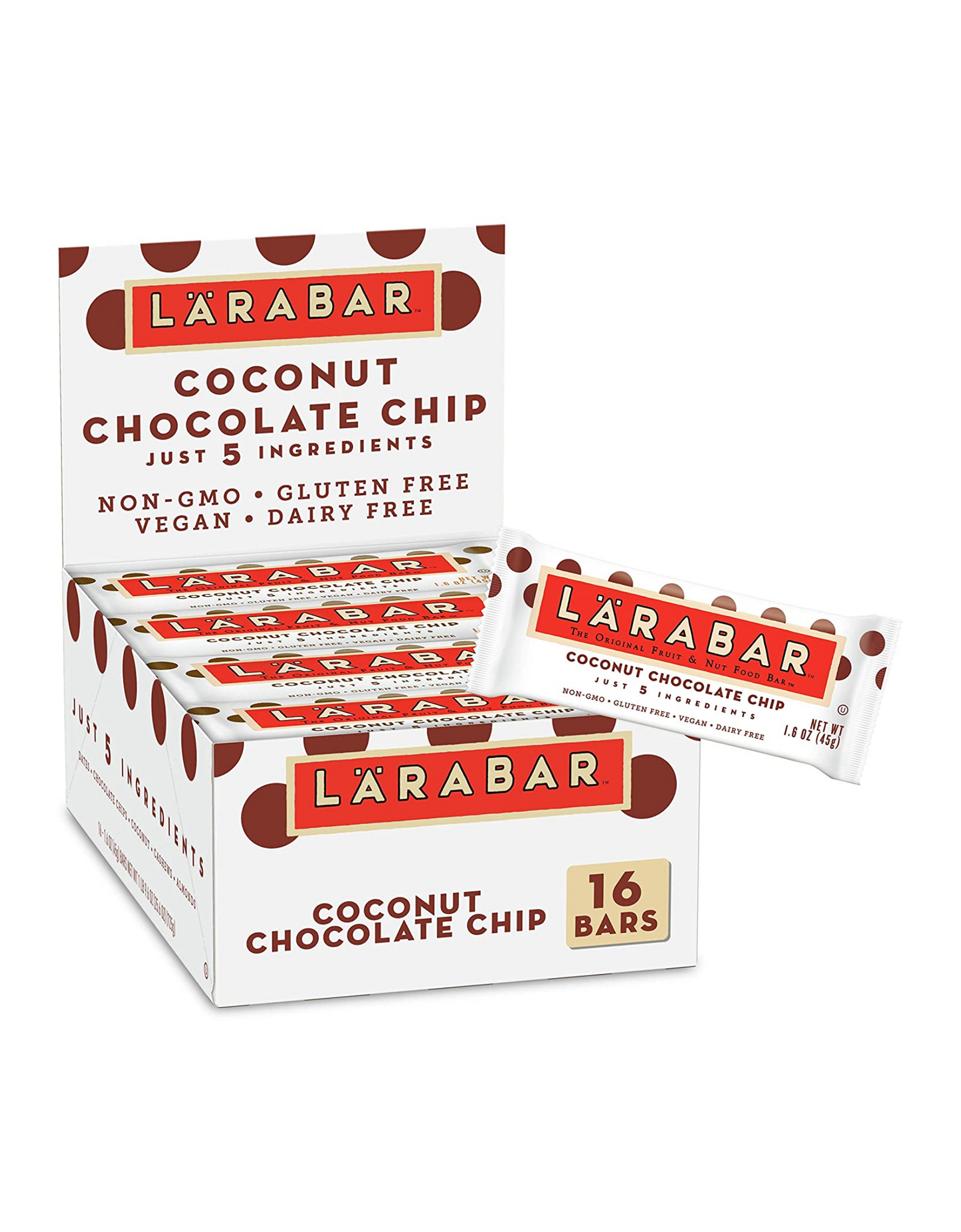 Larabar Coconut Chocolate Chip, Original Real Fruit and Nut Bar, 1.7 oz, 16 Count