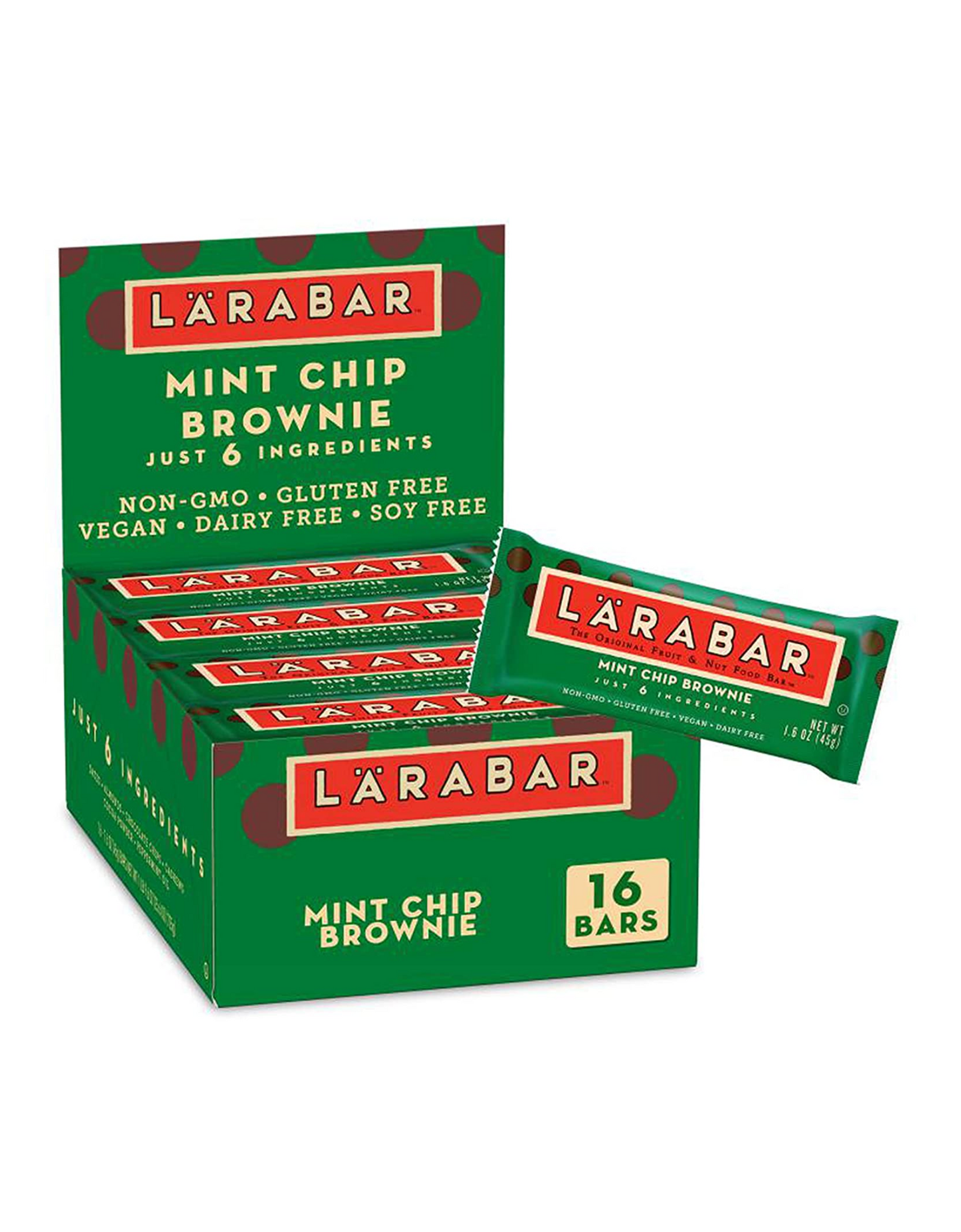 Larabar Mint Chip Brownie, Original Real Fruit and Nut Bar, 1.7 oz, 16 Count