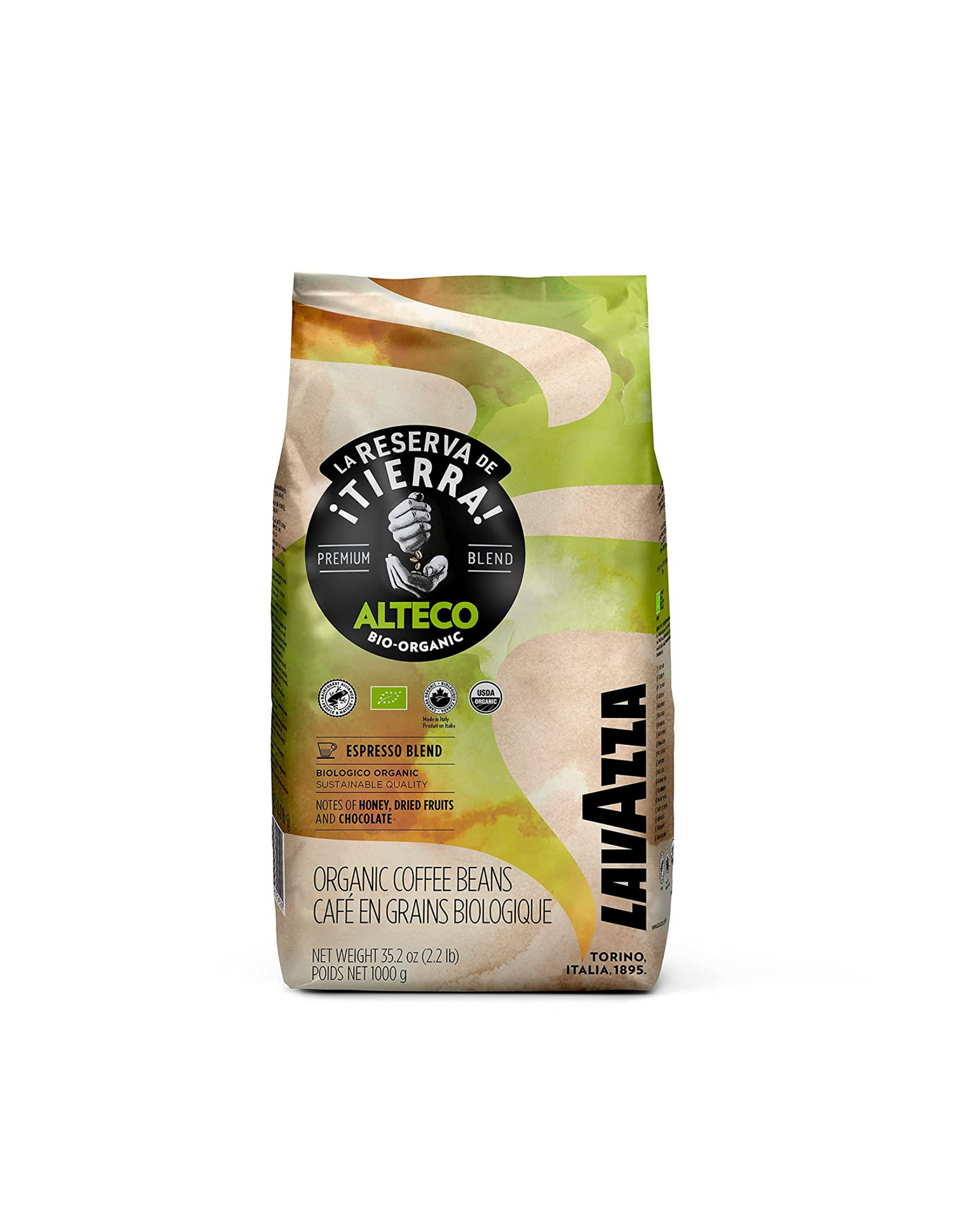 Lavazza Alteco Organic Premium Blend, Medium Espresso Roast, Organic Coffee, 2.2 lb.