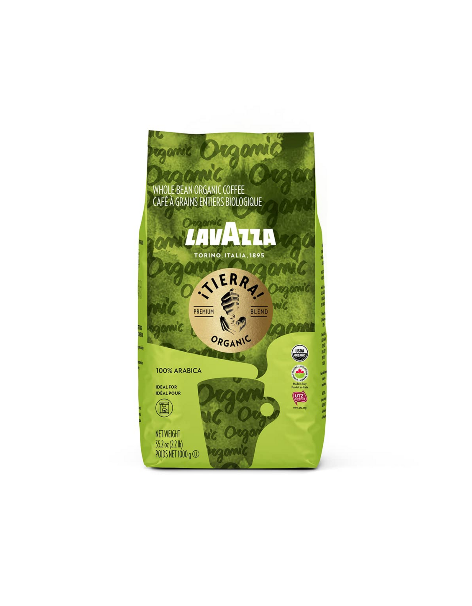 Lavazza Organic ¡Tierra! Whole Bean Coffee Blend, 100% Arabica, Light Roast, 2.2 lb.