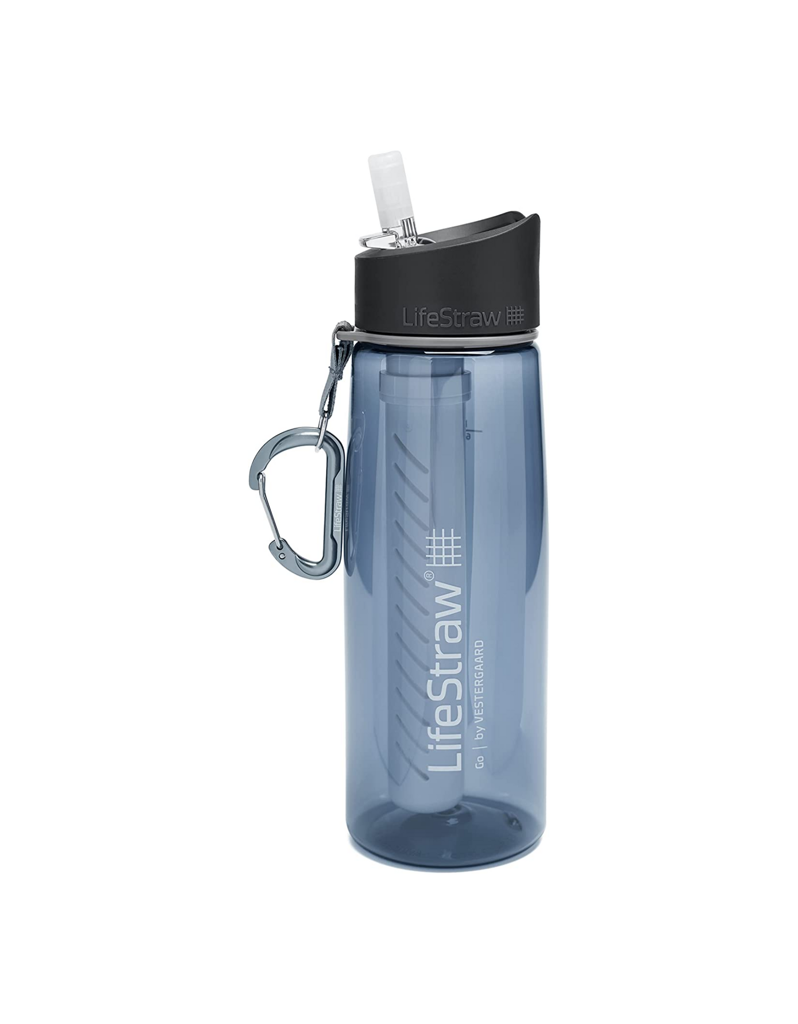 LifeStraw Go Bottle Navy Blue with 2 Stage Integrated Filter Straw, Navy Blue
