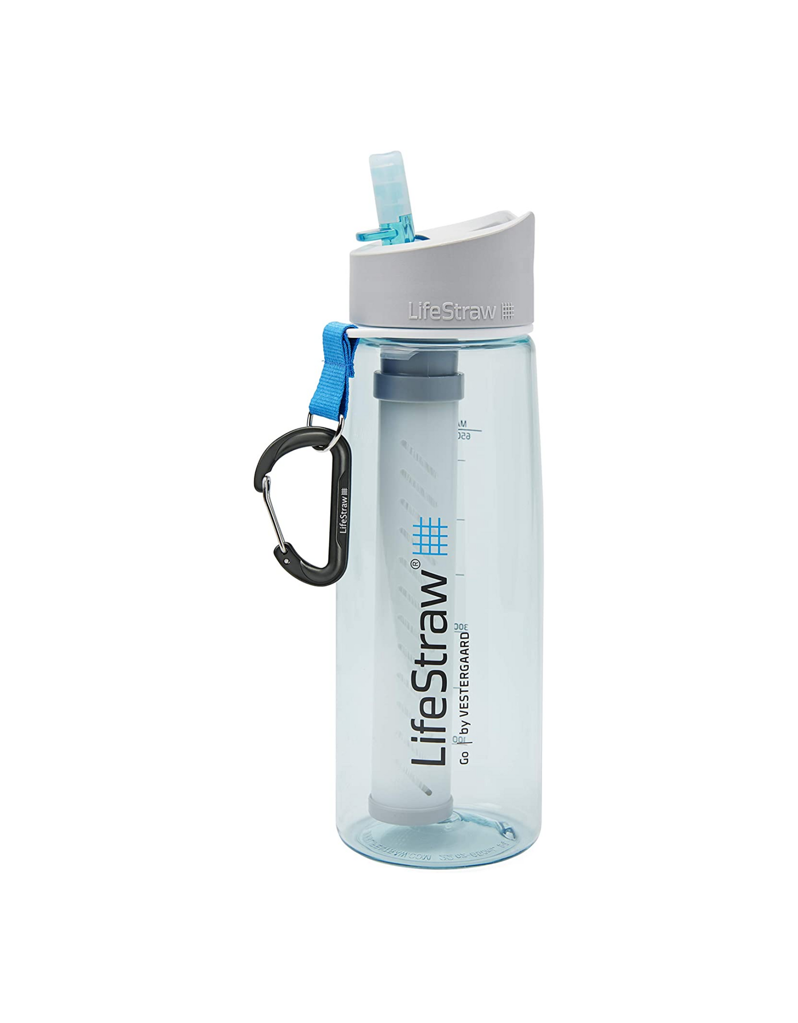 LifeStraw Go Water Filter Bottle with 2 Stage Integrated Filter Straw, Light Blue