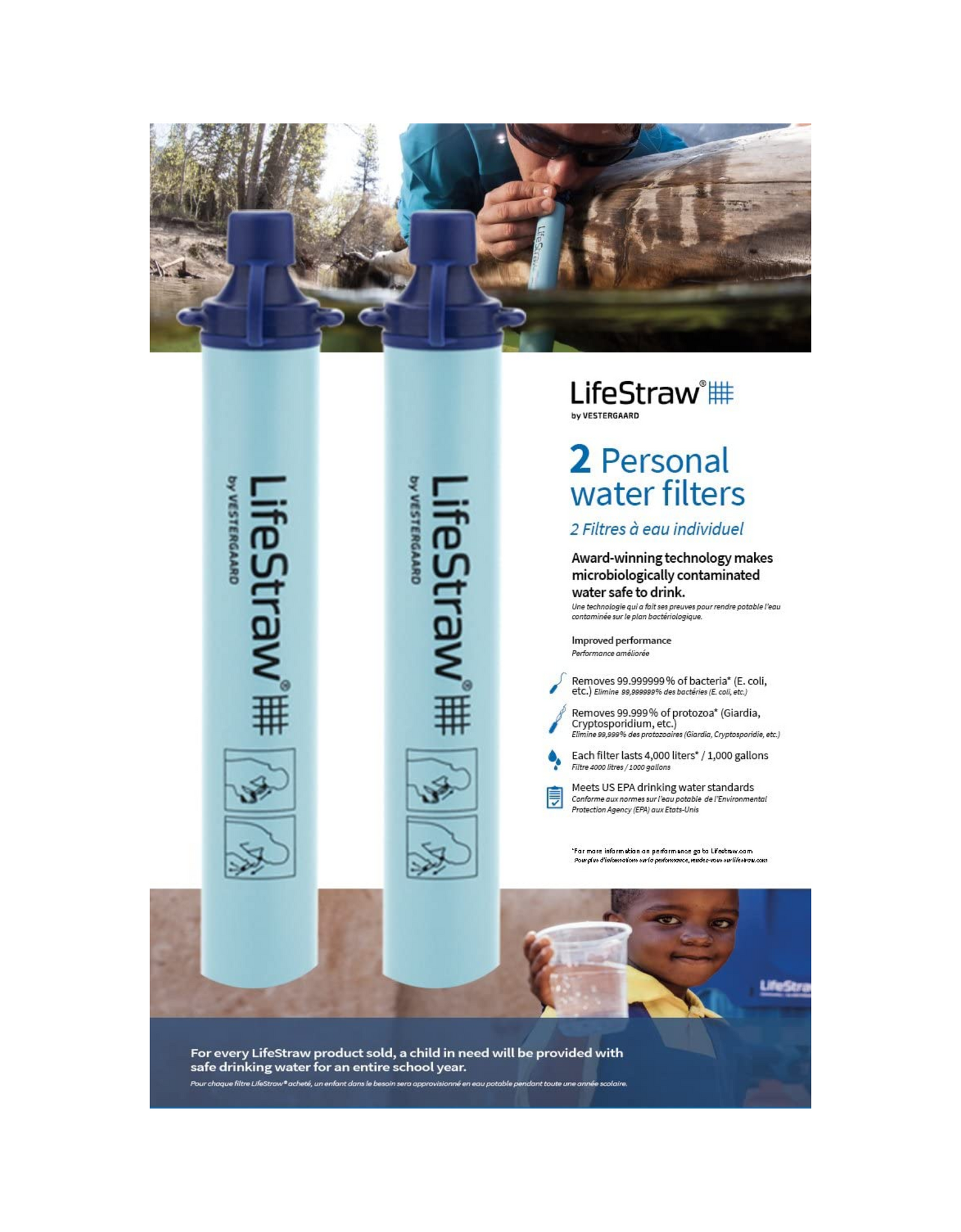 LifeStraw – Personal Water Filter for Hiking, Traveling - Provides 1000 Gallons Of Safe Drinking (Pack of 2)