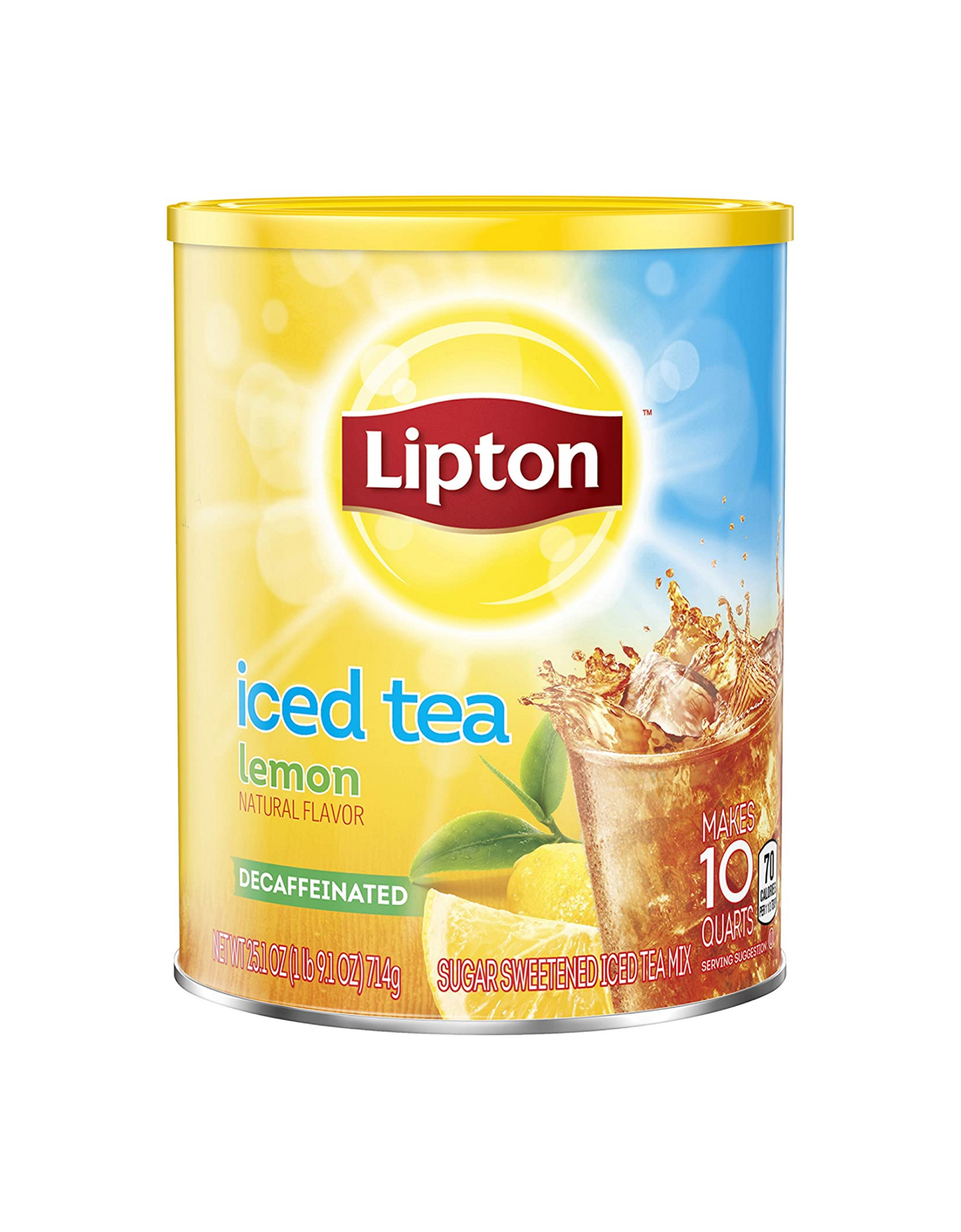 Lipton Black Iced Tea Mix Decaf Lemon Natural Flavor, Makes 10 Quarts, 25.1 oz (Pack of 6)
