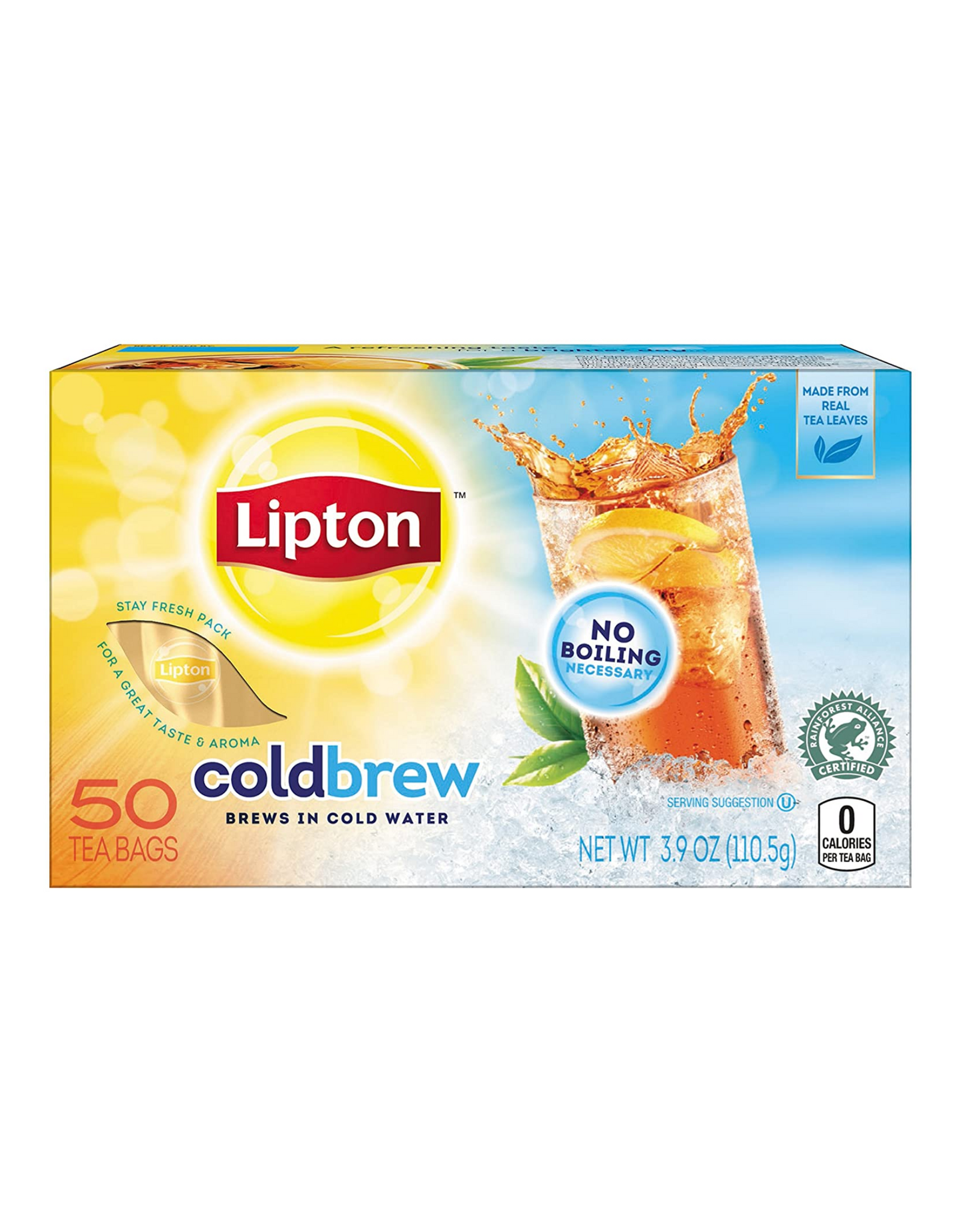 Lipton Cold Brew Black Iced Tea Bags, 50 ct (Pack of 6)
