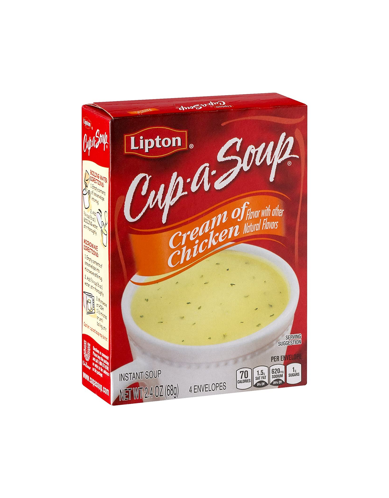 Lipton Cup-A-Soup Cream of Chicken, Instant Soup, 2.4 oz (Pack of 6)