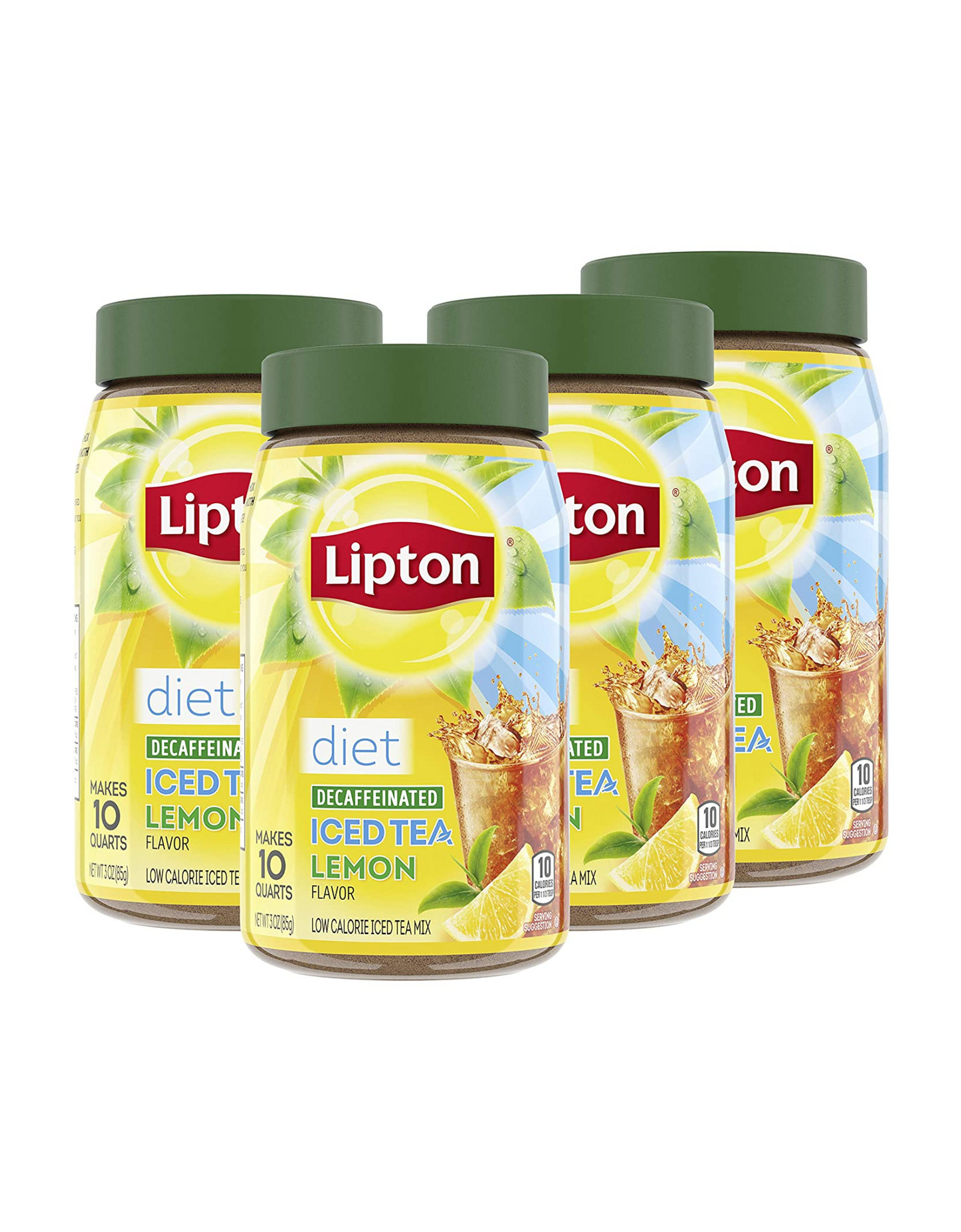 Lipton Diet Iced Tea Mix, Decaf Iced Tea Lemon, Makes 10 Quarts (Pack of 4)