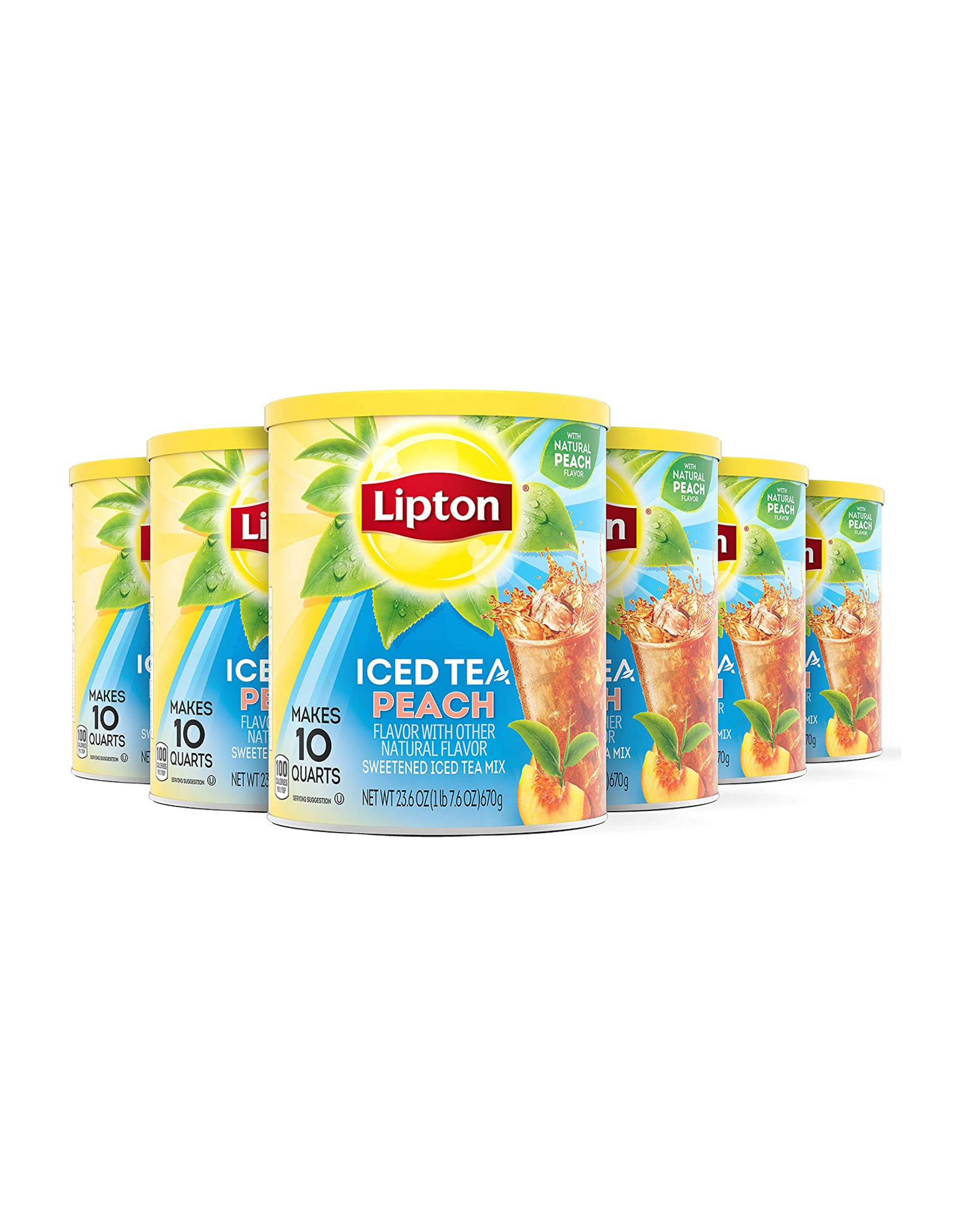 Lipton Diet Iced Tea Mix, Iced Tea Peach Flavor, Makes 10 Quarts (Pack of 6)