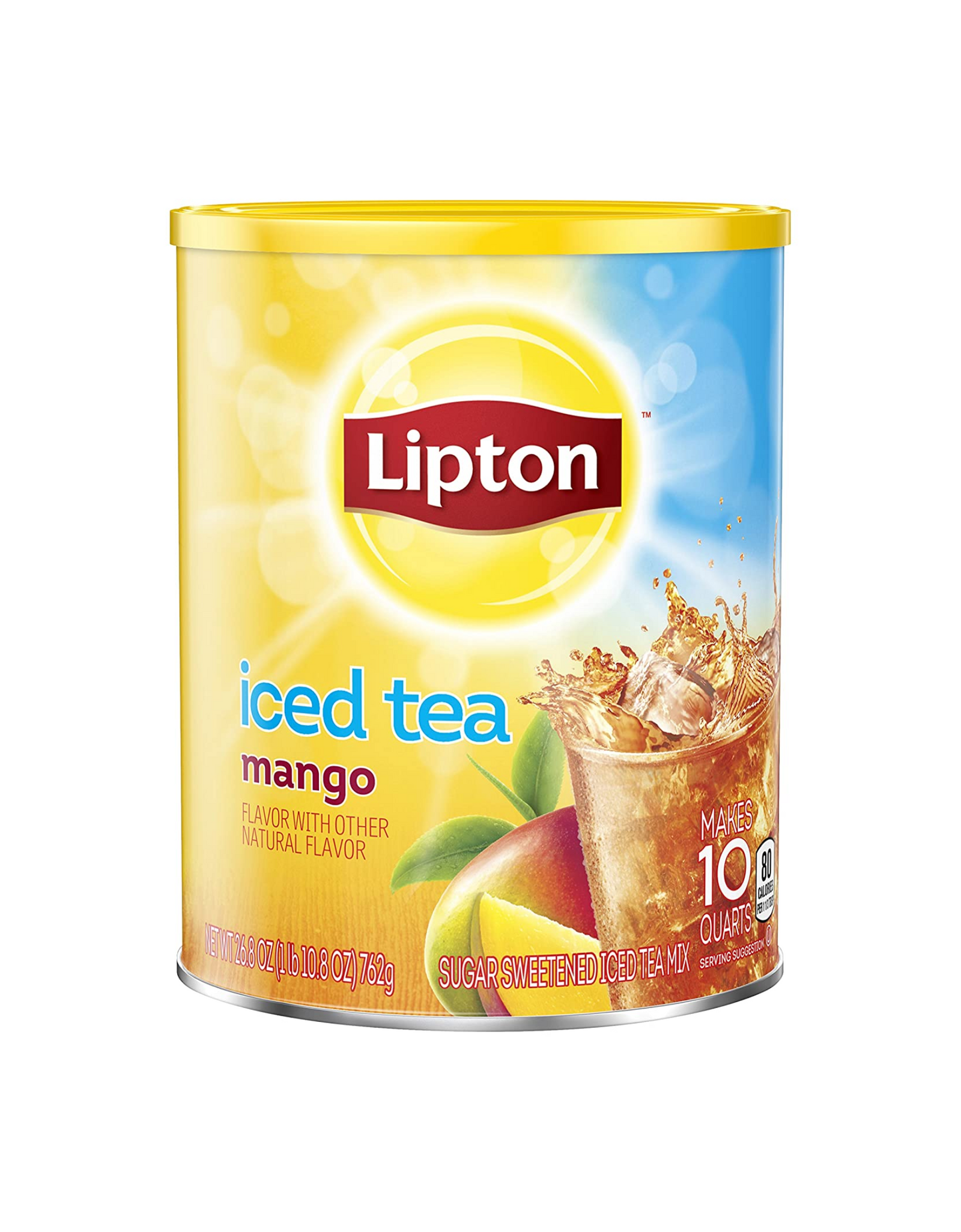 Lipton Iced Tea Mix, Iced Tea Mango Sweetened Flavor, Makes 10 Quart (Pack of 6)