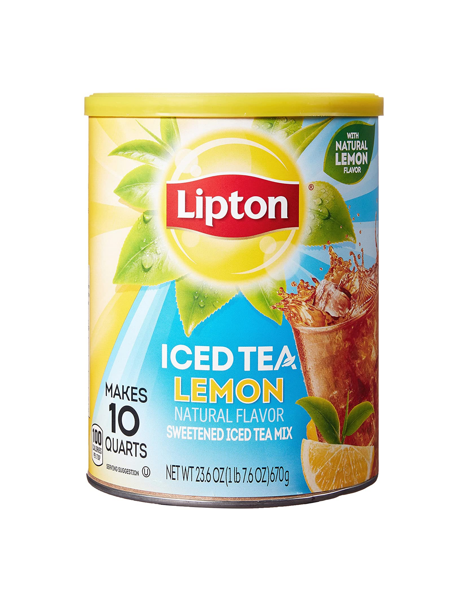 Lipton Iced Tea Mix, Lemon, Sweetend Iced Tea Mix, Makes 10 Quarts (Pack of 6)