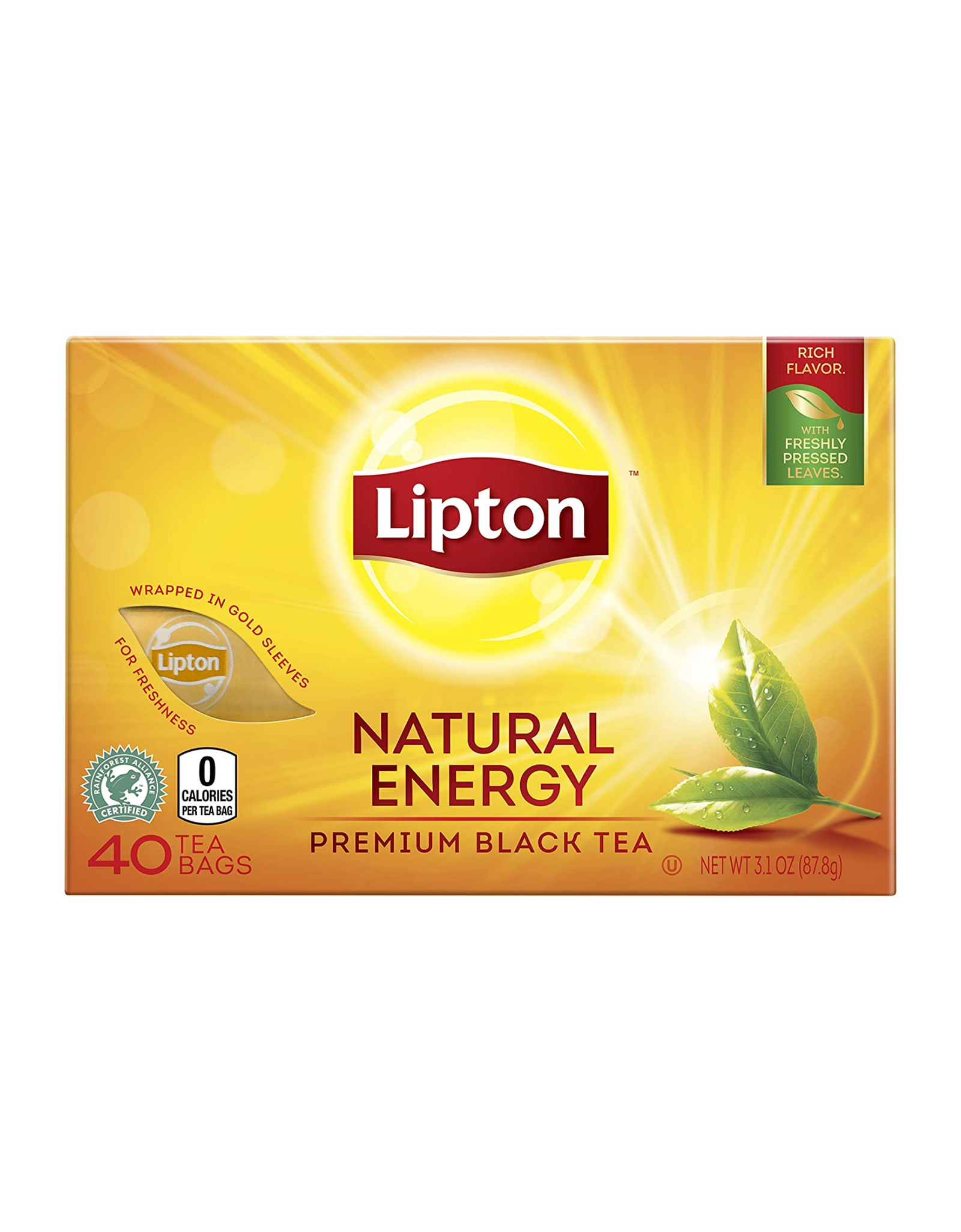 Lipton Premium Black Tea Bags, Natural Energy, 40 ct (Pack of 1)