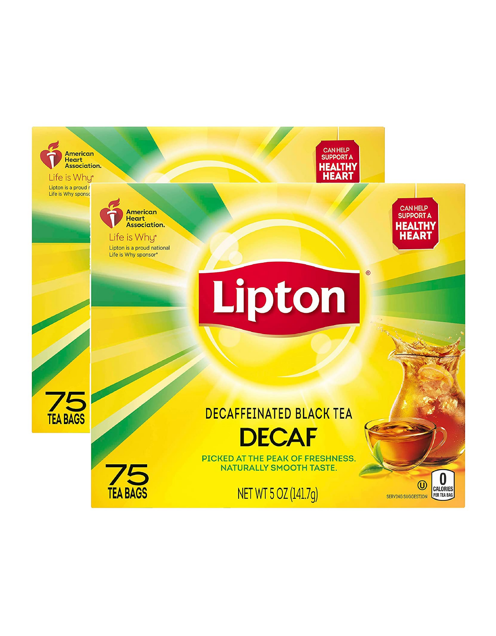 Lipton Tea Bags For a Delicious Beverage Decaf Black Tea, 75 Ct (Pack of 2)
